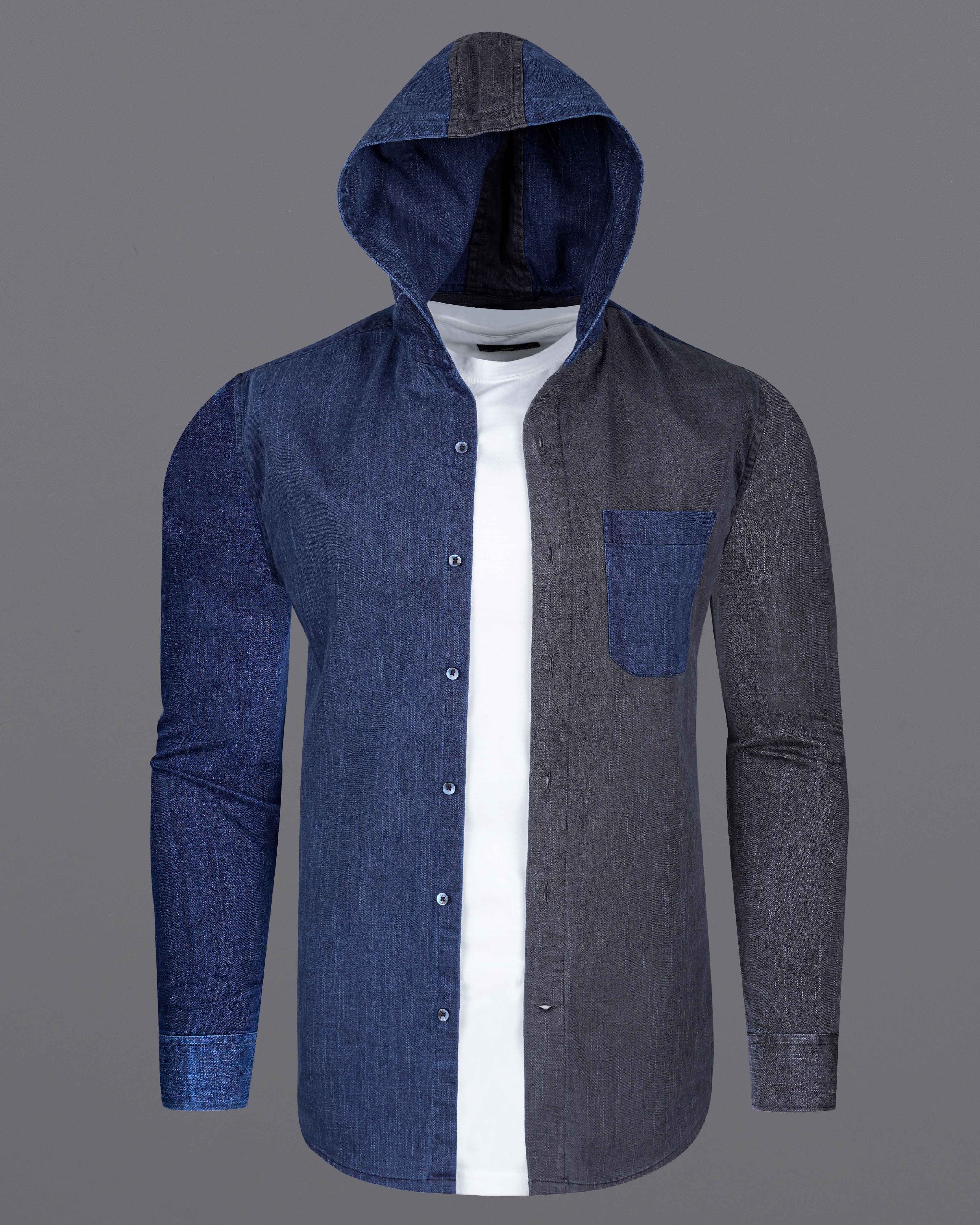 Half Charcoal Grey and Half Catalina Blue Chambray Textured Premium Cotton Hoodie Designer Shirt 8166-HD-BLE-P178-38, 8166-HD-BLE-P178-H-38, 8166-HD-BLE-P178-39, 8166-HD-BLE-P178-H-39, 8166-HD-BLE-P178-40, 8166-HD-BLE-P178-H-40, 8166-HD-BLE-P178-42, 8166-HD-BLE-P178-H-42, 8166-HD-BLE-P178-44, 8166-HD-BLE-P178-H-44, 8166-HD-BLE-P178-46, 8166-HD-BLE-P178-H-46, 8166-HD-BLE-P178-48, 8166-HD-BLE-P178-H-48, 8166-HD-BLE-P178-50, 8166-HD-BLE-P178-H-50, 8166-HD-BLE-P178-52, 8166-HD-BLE-P178-H-52