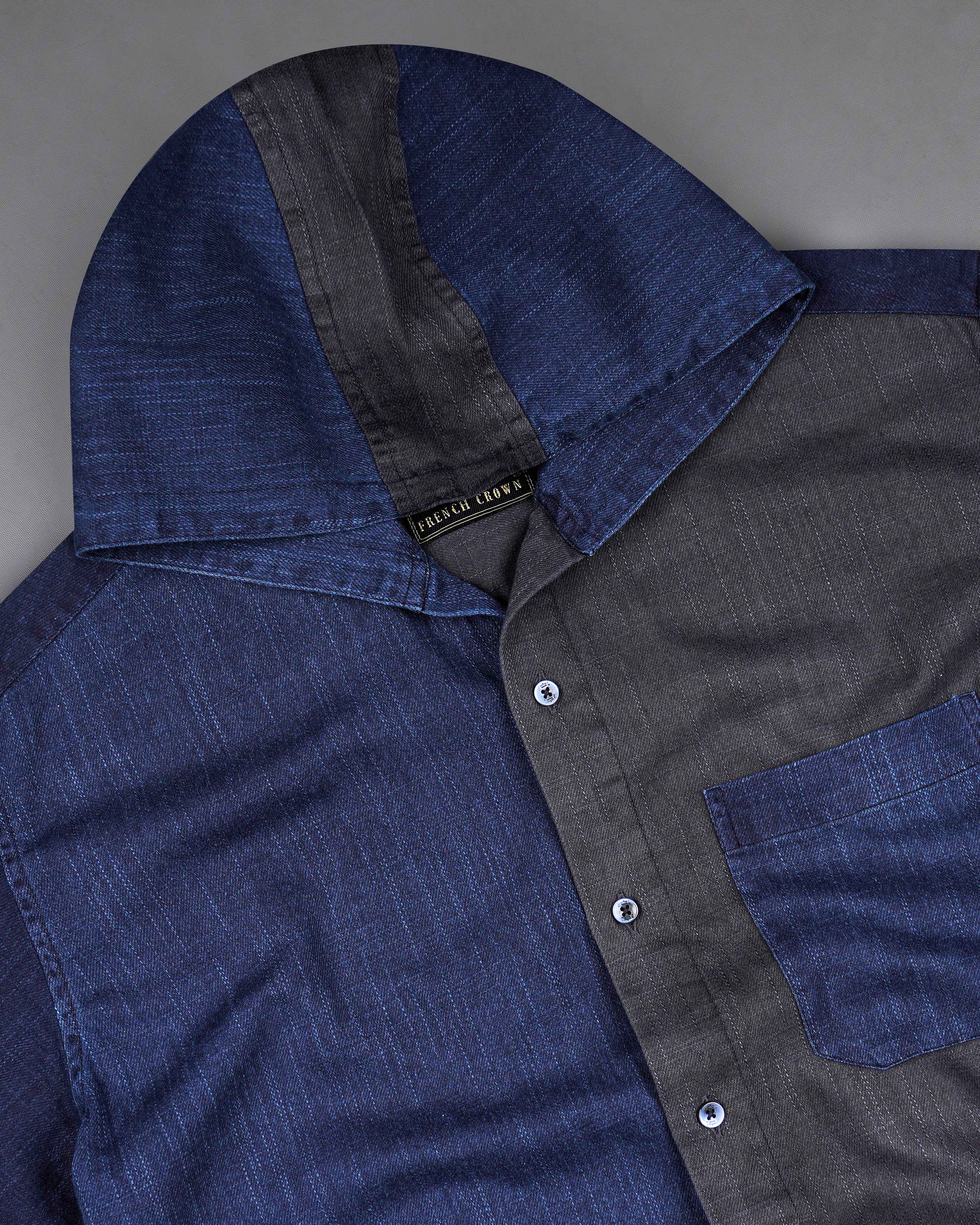 Half Charcoal Grey and Half Catalina Blue Chambray Textured Premium Cotton Hoodie Designer Shirt 8166-HD-BLE-P178-38, 8166-HD-BLE-P178-H-38, 8166-HD-BLE-P178-39, 8166-HD-BLE-P178-H-39, 8166-HD-BLE-P178-40, 8166-HD-BLE-P178-H-40, 8166-HD-BLE-P178-42, 8166-HD-BLE-P178-H-42, 8166-HD-BLE-P178-44, 8166-HD-BLE-P178-H-44, 8166-HD-BLE-P178-46, 8166-HD-BLE-P178-H-46, 8166-HD-BLE-P178-48, 8166-HD-BLE-P178-H-48, 8166-HD-BLE-P178-50, 8166-HD-BLE-P178-H-50, 8166-HD-BLE-P178-52, 8166-HD-BLE-P178-H-52