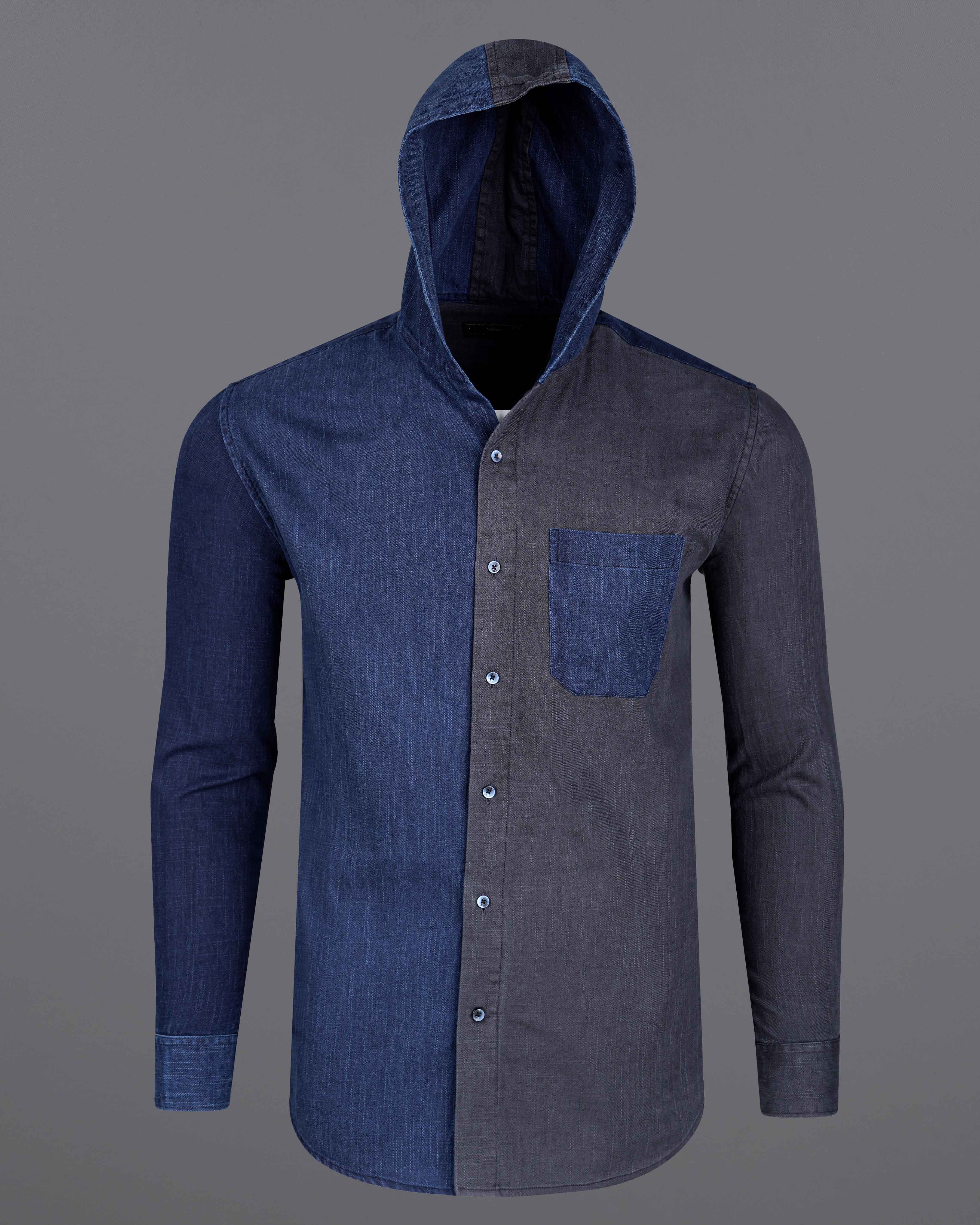 Half Charcoal Grey and Half Catalina Blue Chambray Textured Premium Cotton Hoodie Designer Shirt 8166-HD-BLE-P178-38, 8166-HD-BLE-P178-H-38, 8166-HD-BLE-P178-39, 8166-HD-BLE-P178-H-39, 8166-HD-BLE-P178-40, 8166-HD-BLE-P178-H-40, 8166-HD-BLE-P178-42, 8166-HD-BLE-P178-H-42, 8166-HD-BLE-P178-44, 8166-HD-BLE-P178-H-44, 8166-HD-BLE-P178-46, 8166-HD-BLE-P178-H-46, 8166-HD-BLE-P178-48, 8166-HD-BLE-P178-H-48, 8166-HD-BLE-P178-50, 8166-HD-BLE-P178-H-50, 8166-HD-BLE-P178-52, 8166-HD-BLE-P178-H-52