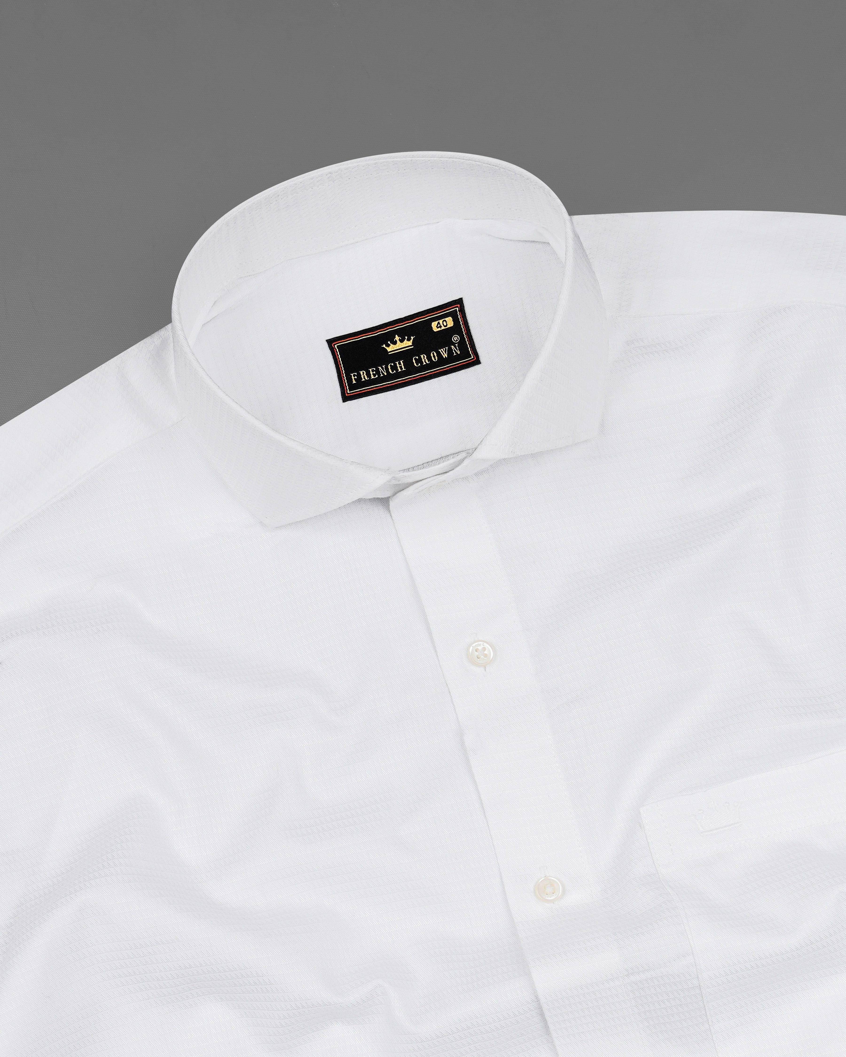 Bright White Formal/Casual Textured Premium Cotton Shirt For Men