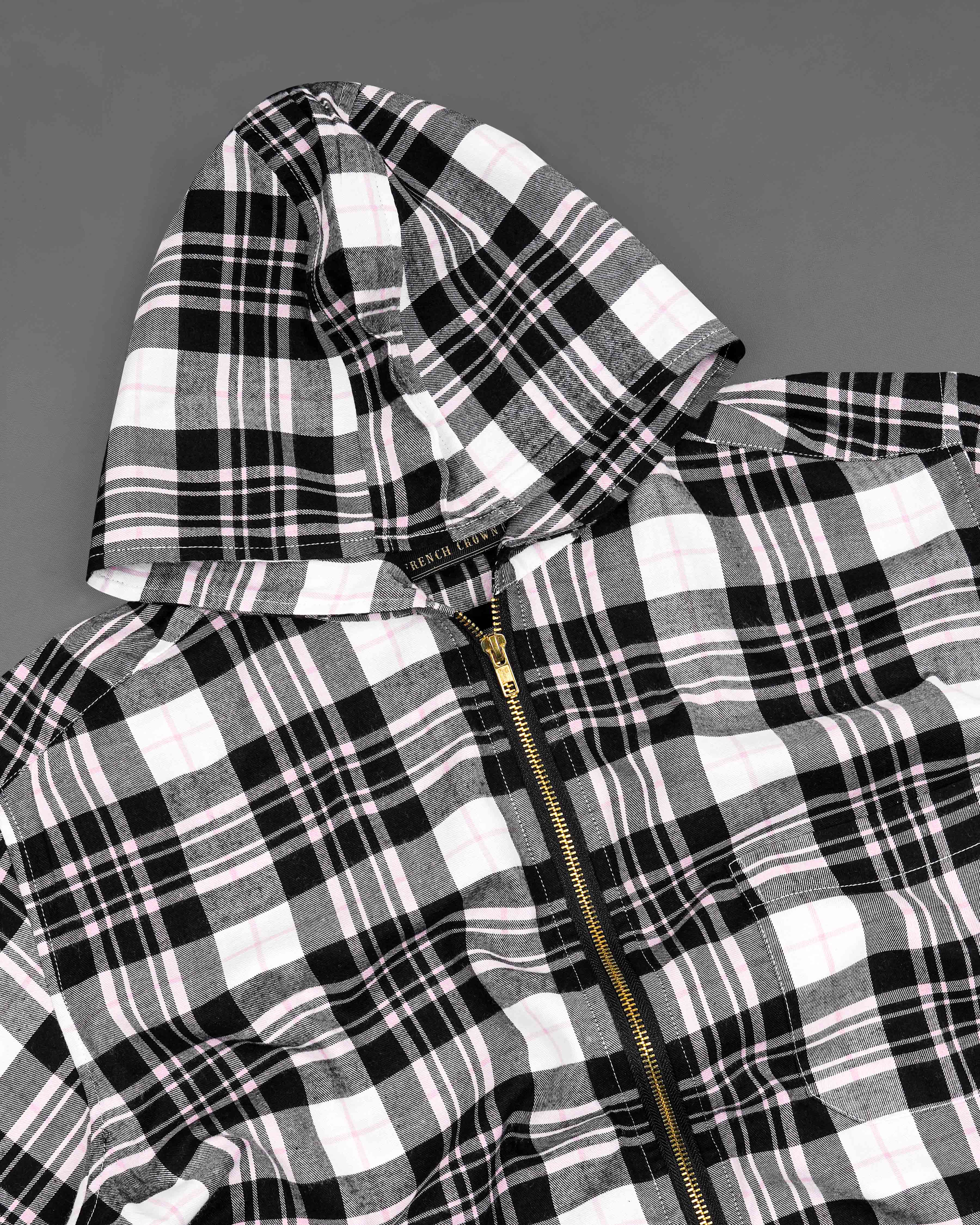 Bright White and Jade Black Casual Checks-Plaid Premium Cotton