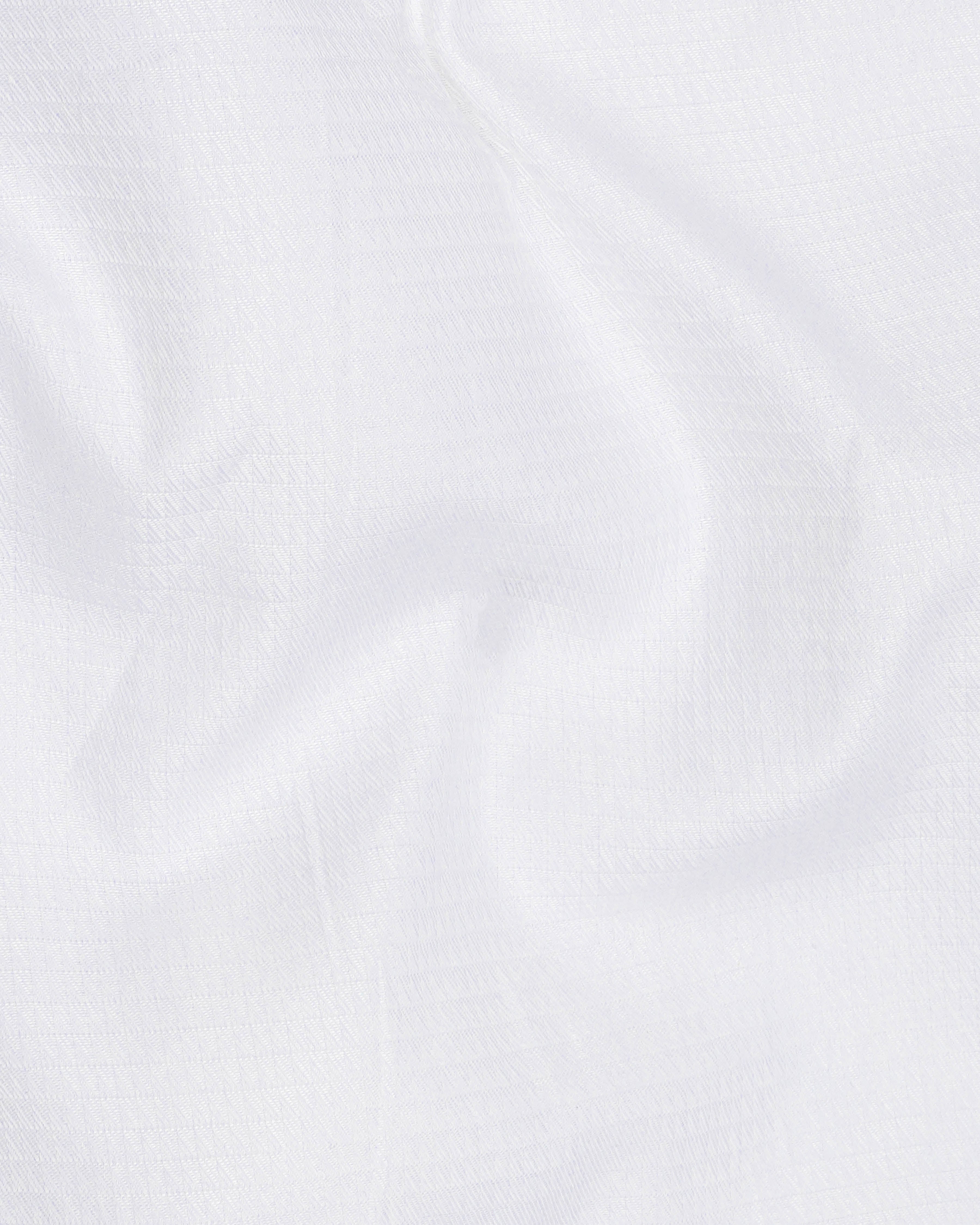 Bright White with Blue Patch Work Dobby Textured Giza Cotton Designer Shirt