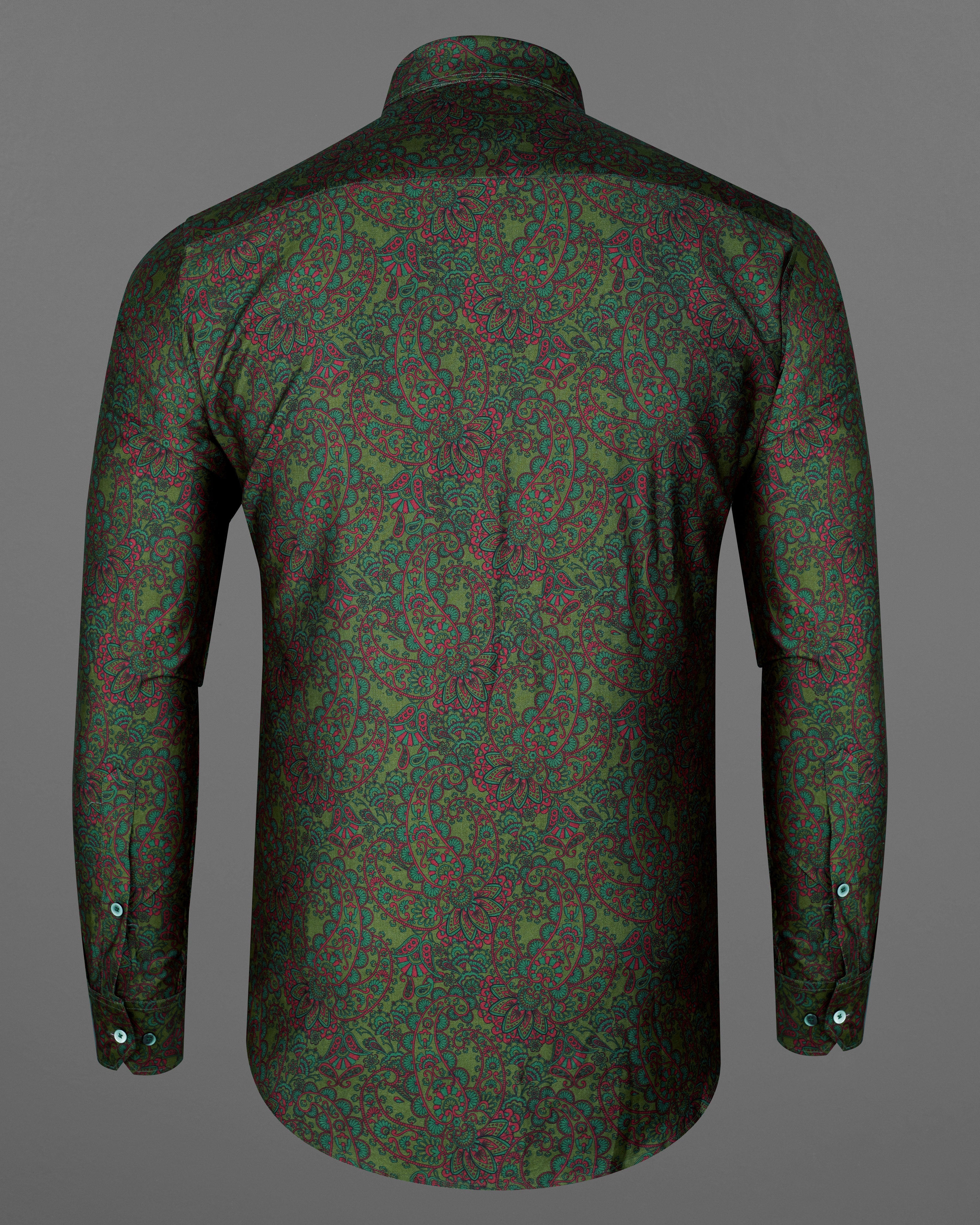 Bronzestone Green and Stiletto Red Paisley Printed Super Soft Premium Cotton Shirt 8221-GR-38, 8221-GR-H-38, 8221-GR-39, 8221-GR-H-39, 8221-GR-40, 8221-GR-H-40, 8221-GR-42, 8221-GR-H-42, 8221-GR-44, 8221-GR-H-44, 8221-GR-46, 8221-GR-H-46, 8221-GR-48, 8221-GR-H-48, 8221-GR-50, 8221-GR-H-50, 8221-GR-52, 8221-GR-H-52