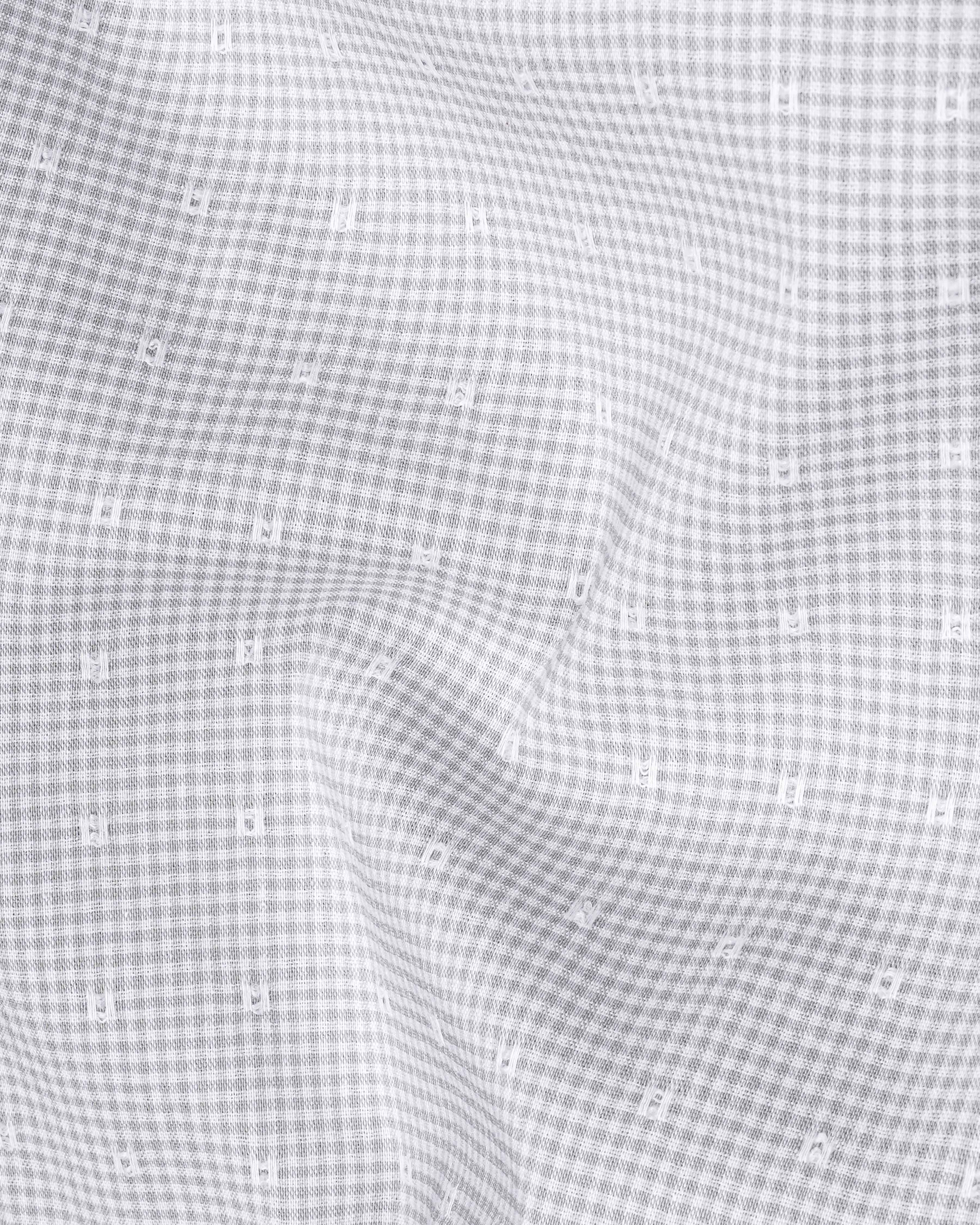 Metallic Gray and White Checks Dobby Textured Premium Giza Cotton Shirt 8243-38,8243-H-38,8243-39,8243-H-39,8243-40,8243-H-40,8243-42,8243-H-42,8243-44,8243-H-44,8243-46,8243-H-46,8243-48,8243-H-48,8243-50,8243-H-50,8243-52,8243-H-52