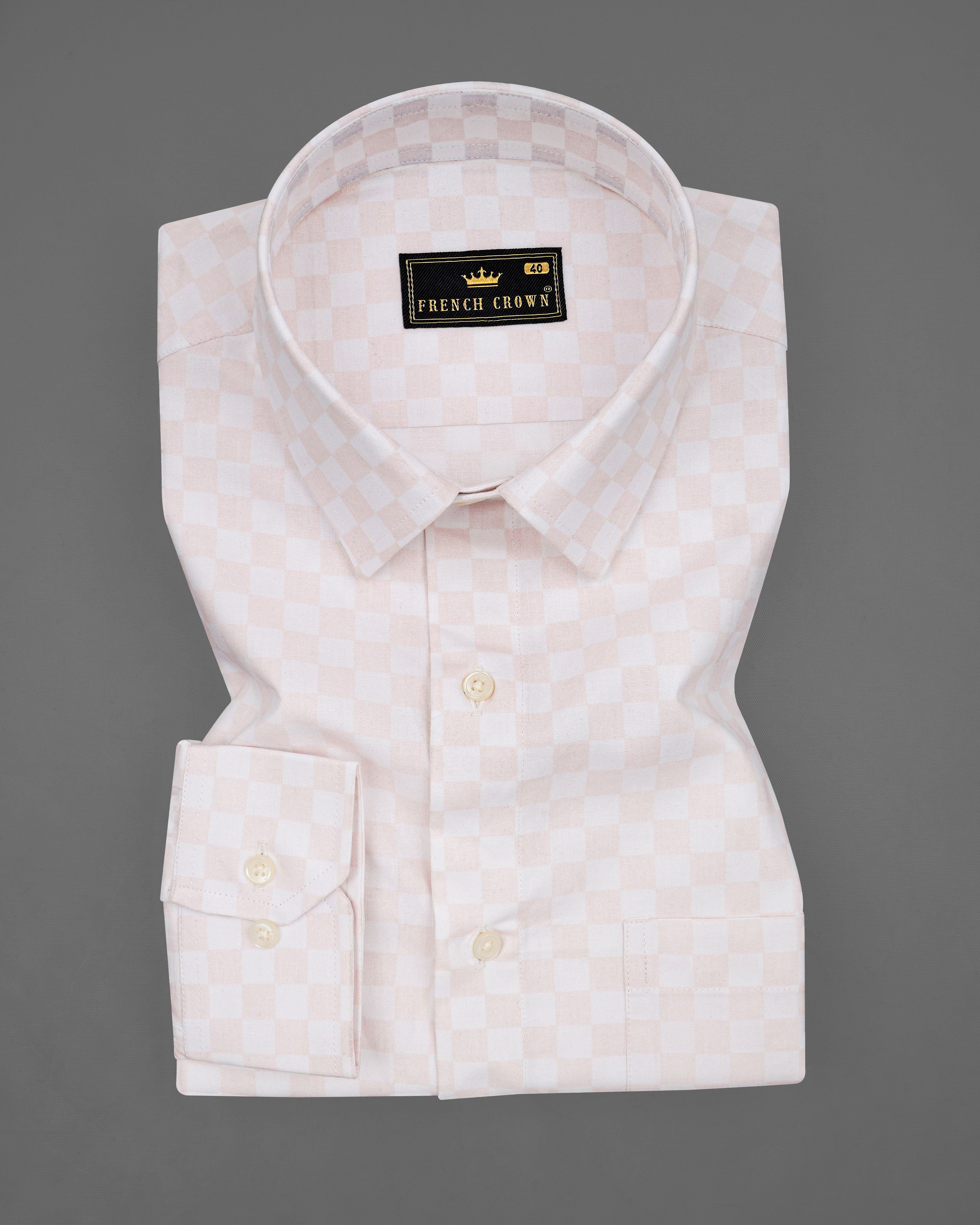 Timberwolf White and Carousel Peach Checked Premium Cotton Shirt 8271-38, 8271-H-38, 8271-39, 8271-H-39, 8271-40, 8271-H-40, 8271-42, 8271-H-42, 8271-44, 8271-H-44, 8271-46, 8271-H-46, 8271-48, 8271-H-48, 8271-50, 8271-H-50, 8271-52, 8271-H-52