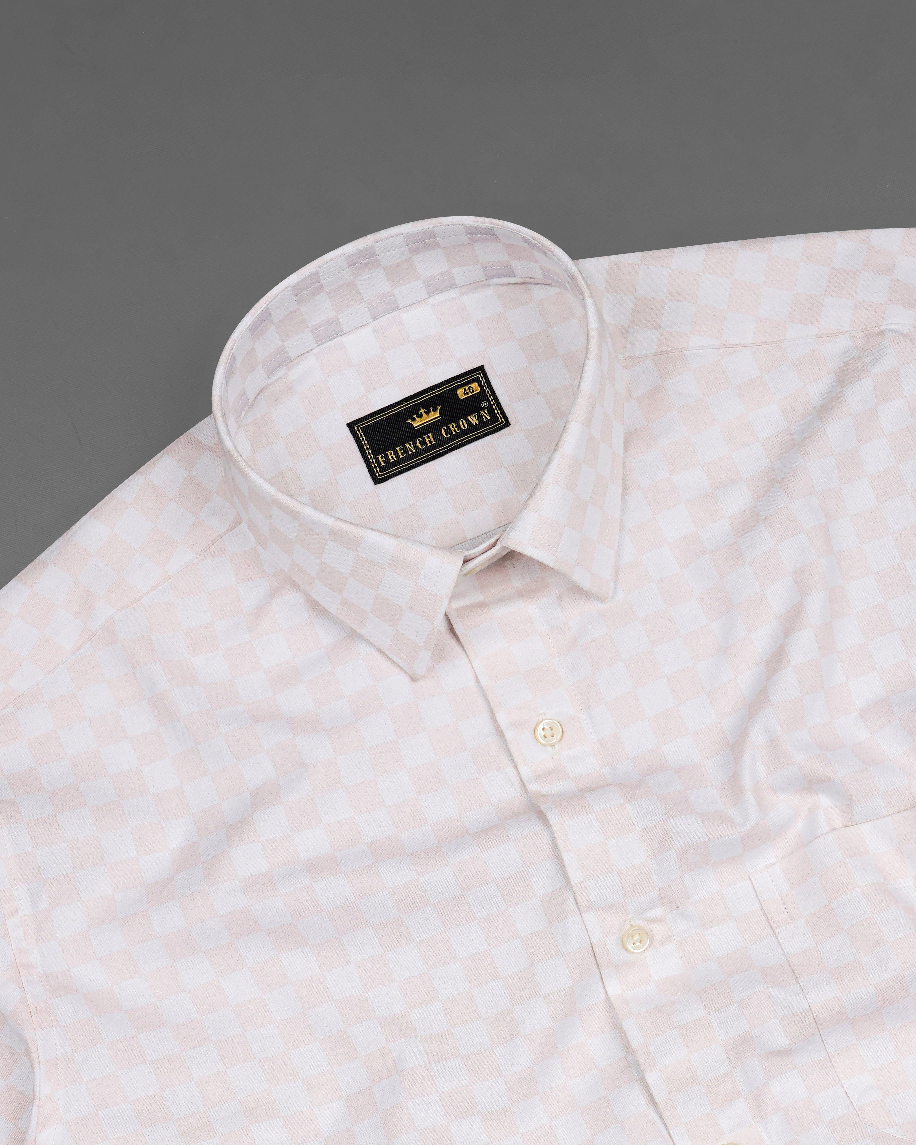 Timberwolf White and Carousel Peach Checked Premium Cotton Shirt 8271-38, 8271-H-38, 8271-39, 8271-H-39, 8271-40, 8271-H-40, 8271-42, 8271-H-42, 8271-44, 8271-H-44, 8271-46, 8271-H-46, 8271-48, 8271-H-48, 8271-50, 8271-H-50, 8271-52, 8271-H-52