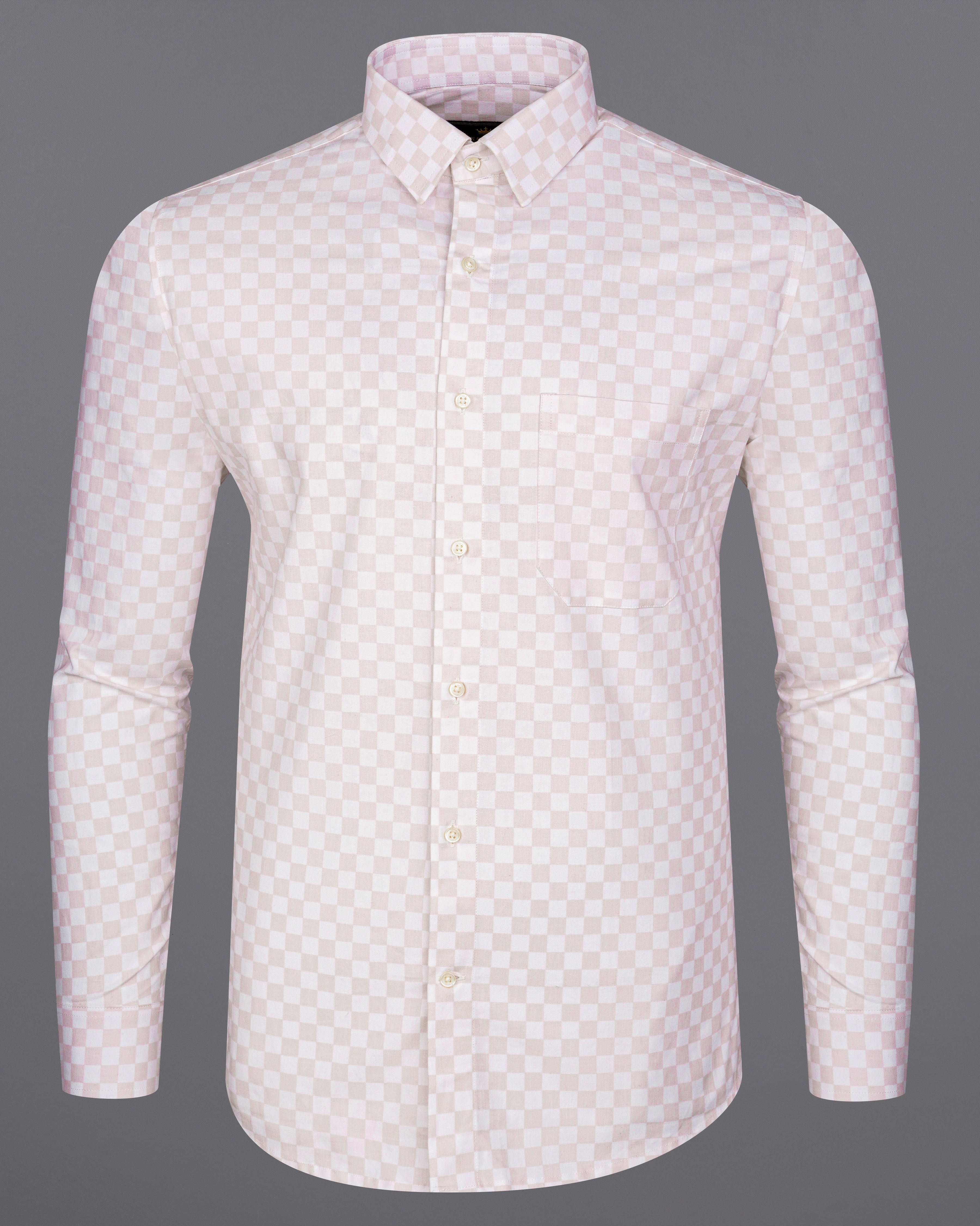 Timberwolf White and Carousel Peach Checked Premium Cotton Shirt 8271-38, 8271-H-38, 8271-39, 8271-H-39, 8271-40, 8271-H-40, 8271-42, 8271-H-42, 8271-44, 8271-H-44, 8271-46, 8271-H-46, 8271-48, 8271-H-48, 8271-50, 8271-H-50, 8271-52, 8271-H-52