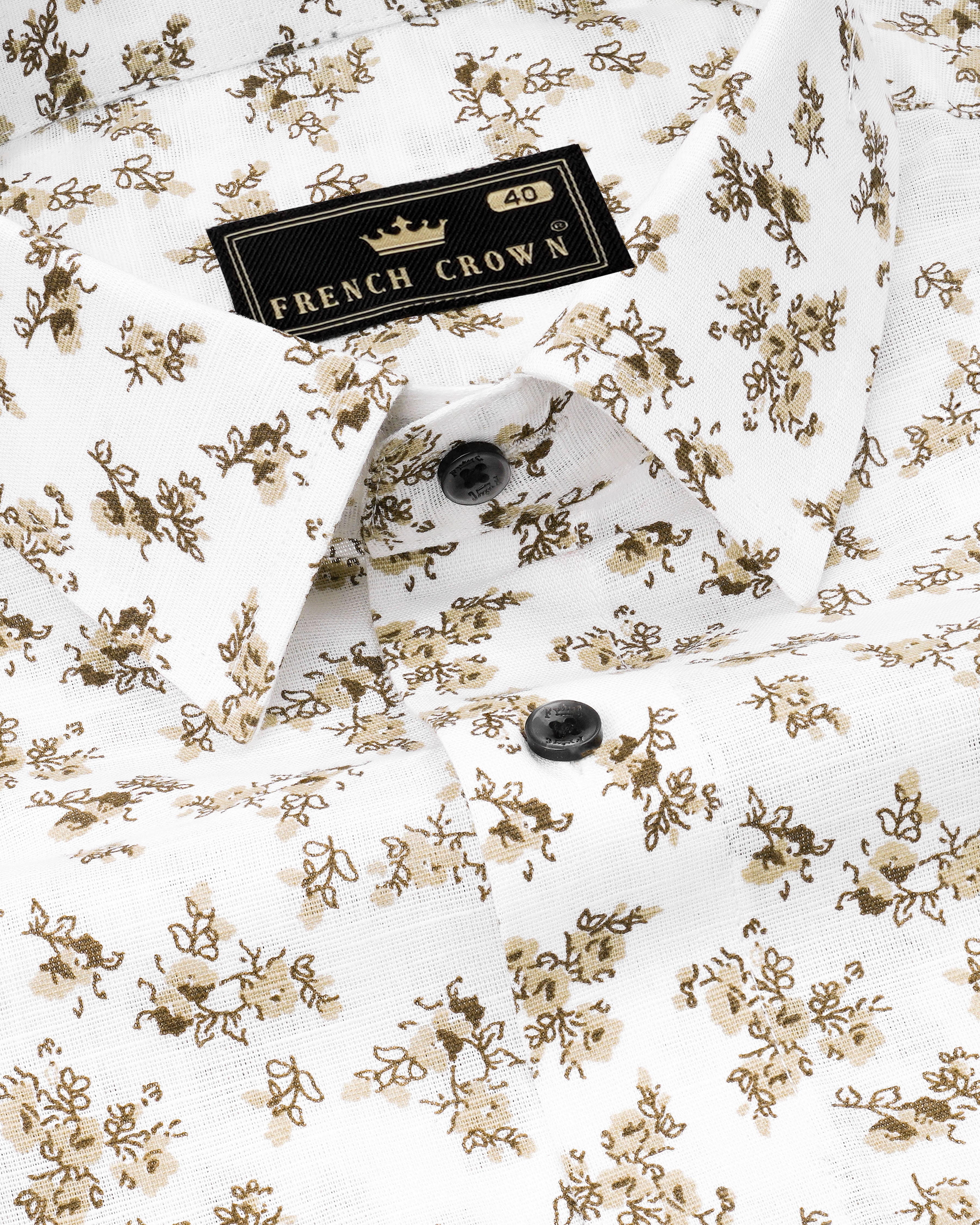 Amour White with Medium Taupe Brown Ditsy Printed Luxurious Linen Shirt 8273-BLK-38, 8273-BLK-H-38, 8273-BLK-39, 8273-BLK-H-39, 8273-BLK-40, 8273-BLK-H-40, 8273-BLK-42, 8273-BLK-H-42, 8273-BLK-44, 8273-BLK-H-44, 8273-BLK-46, 8273-BLK-H-46, 8273-BLK-48, 8273-BLK-H-48, 8273-BLK-50, 8273-BLK-H-50, 8273-BLK-52, 8273-BLK-H-52