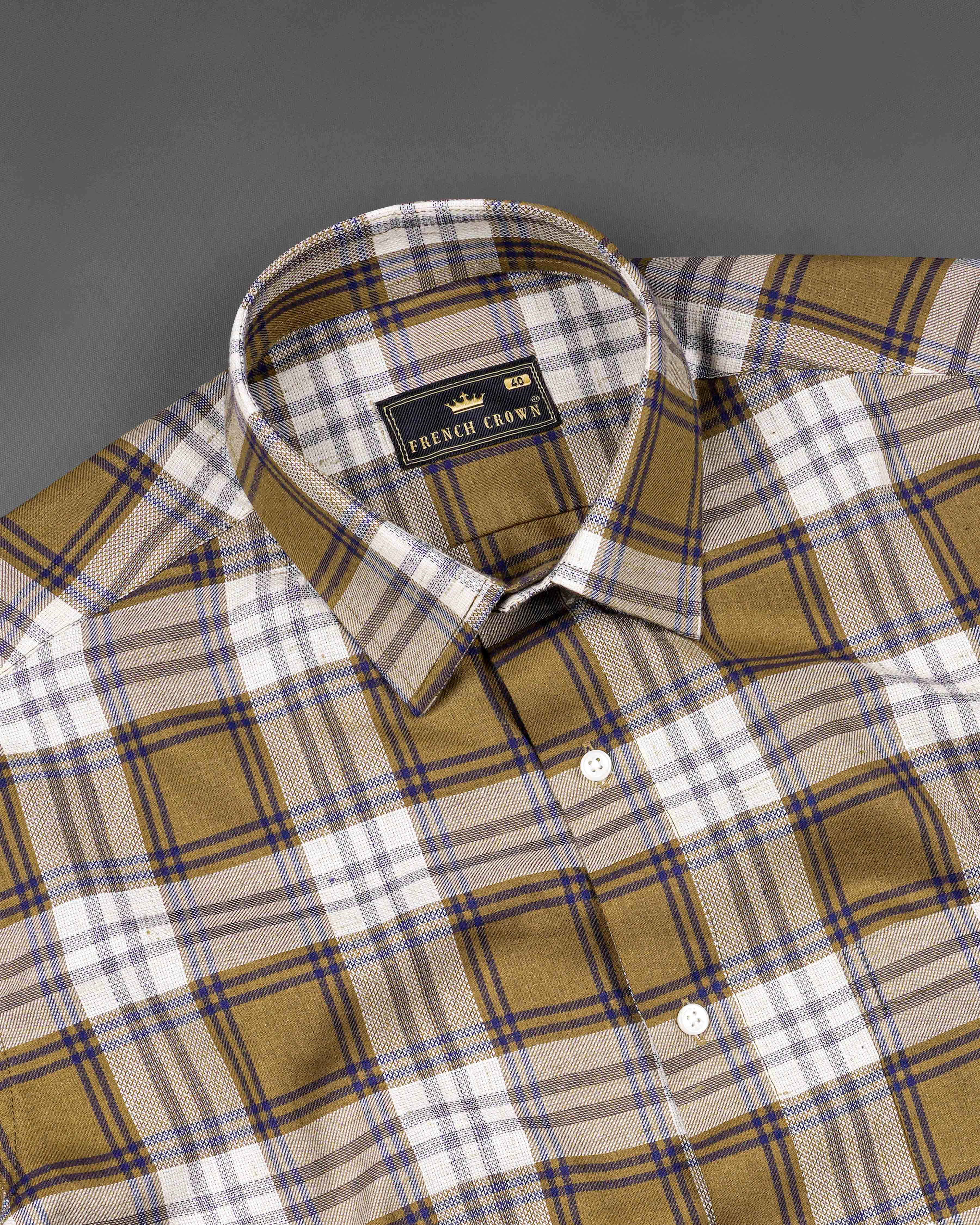 Old Copper Brown with Bunting Blue Twill Plaid Premium Cotton Shirt 8277-38, 8277-H-38, 8277-39, 8277-H-39, 8277-40, 8277-H-40, 8277-42, 8277-H-42, 8277-44, 8277-H-44, 8277-46, 8277-H-46, 8277-48, 8277-H-48, 8277-50, 8277-H-50, 8277-52, 8277-H-52