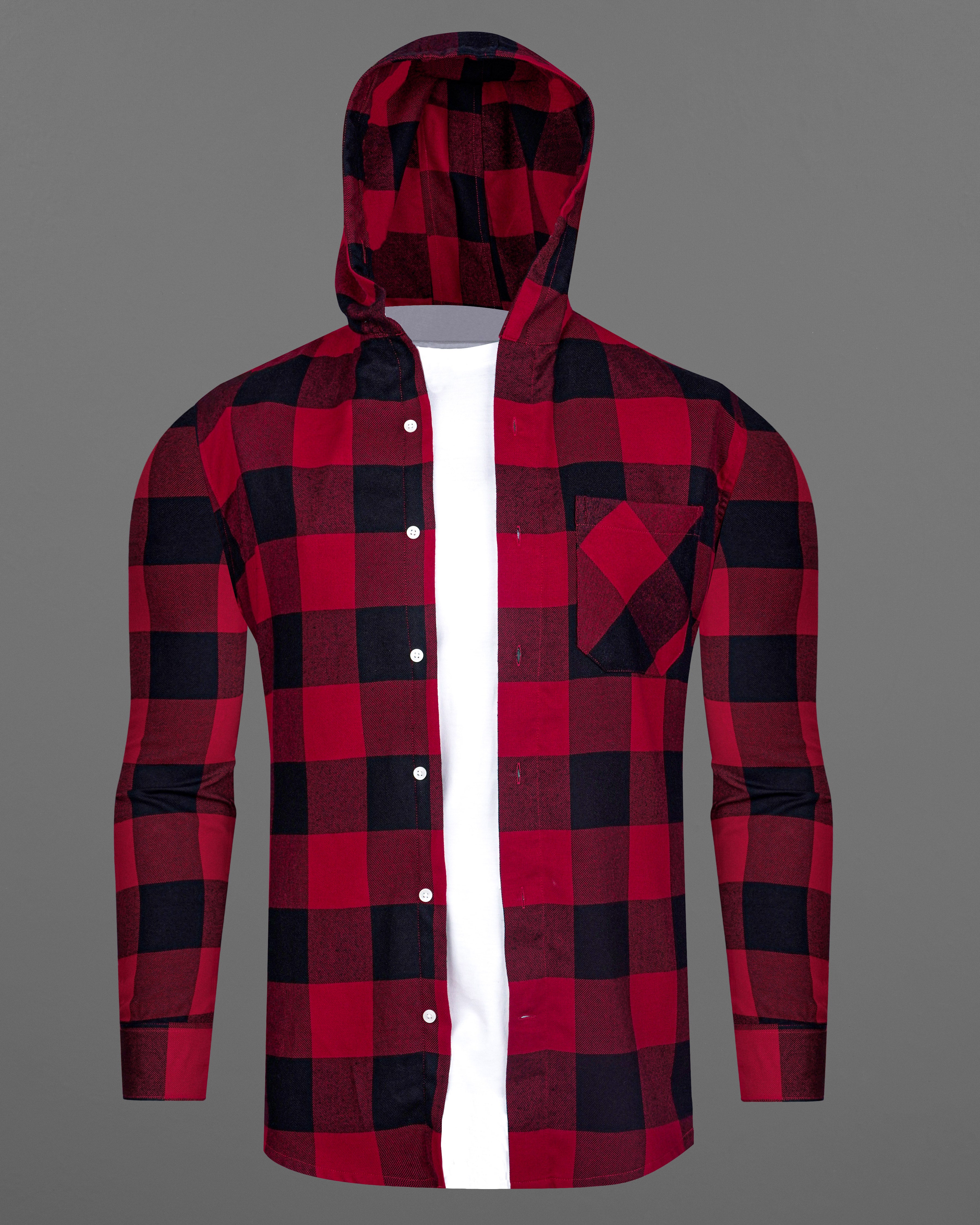 Monarch Red and Black Casual Checks-Plaid Premium Cotton Shirt For