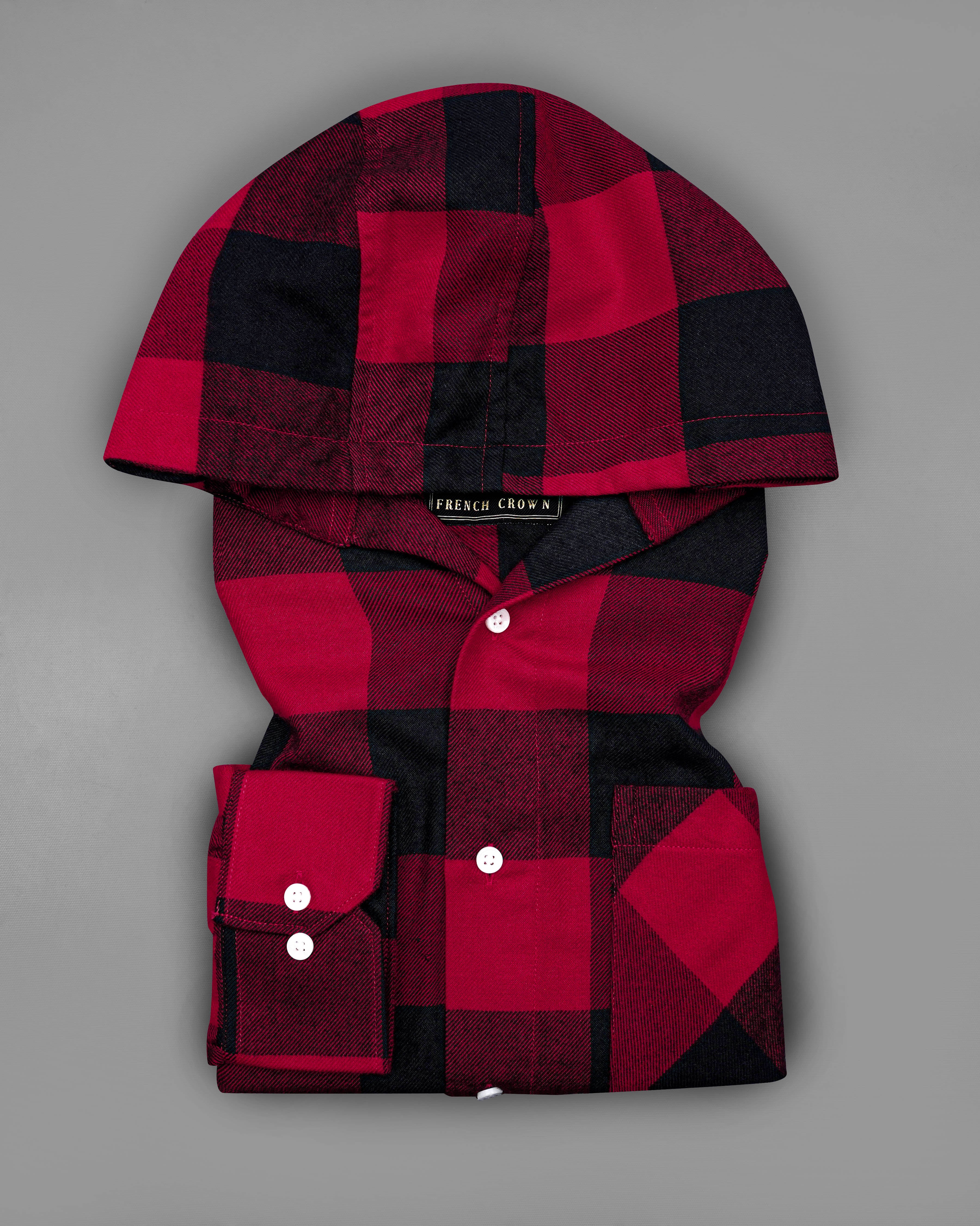 Monarch Red and Black Casual Checks-Plaid Premium Cotton Shirt For
