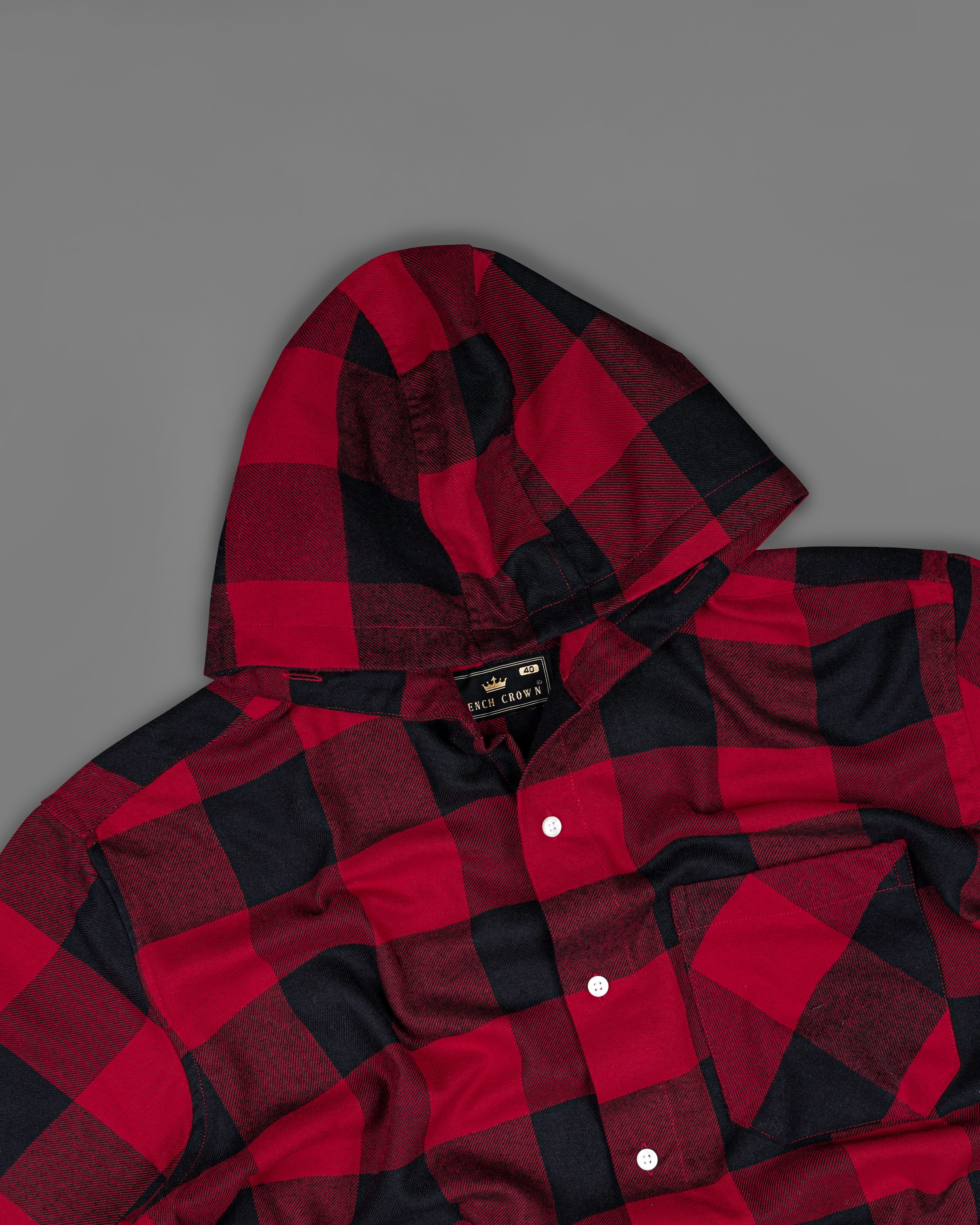 Monarch Red and Black Casual Checks-Plaid Premium Cotton Shirt For