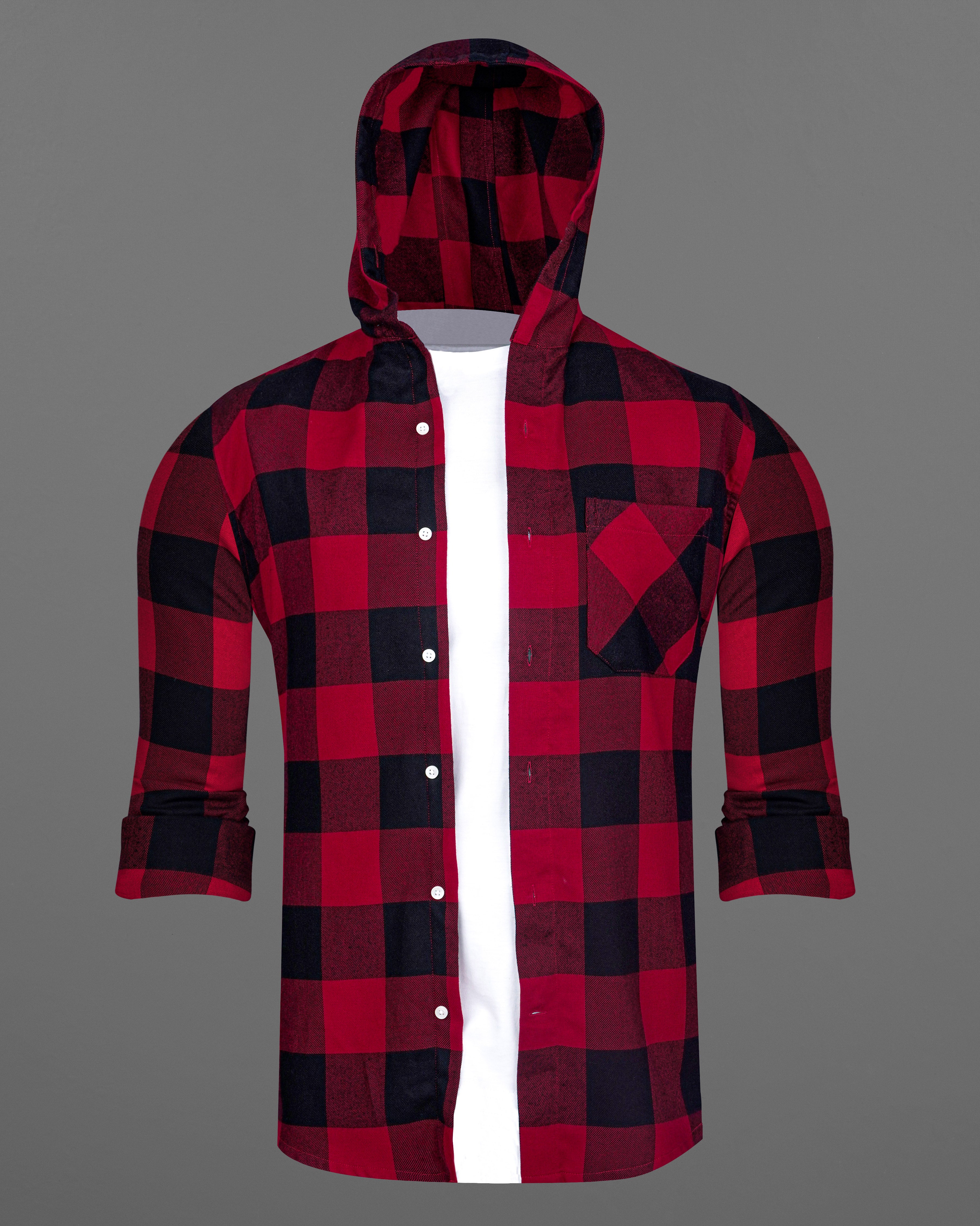 Monarch Red and Black Casual Checks-Plaid Premium Cotton Shirt For