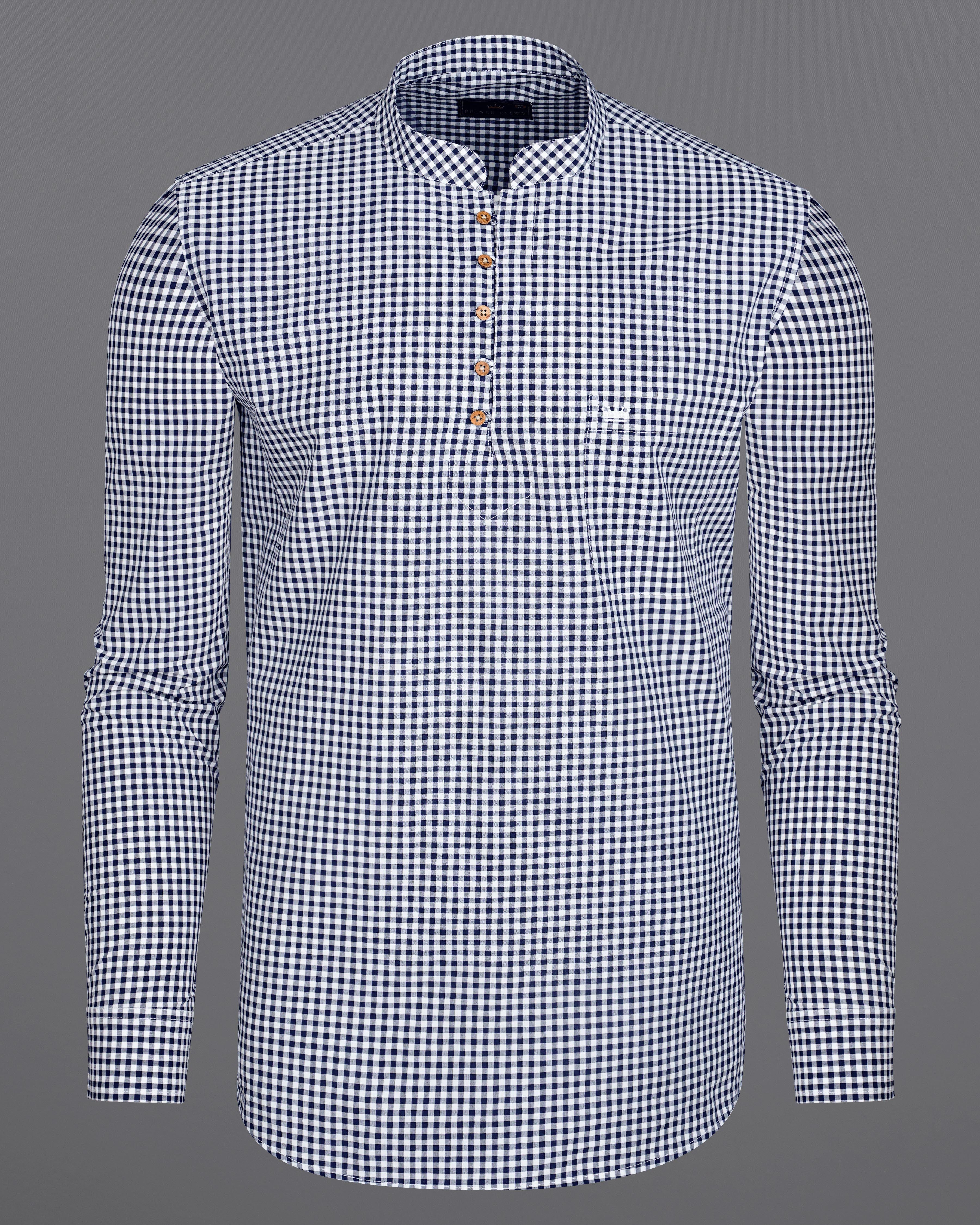 Bright White with Sapphire Navy Blue Gingham Premium Cotton Kurta Shirt 8375-KS-38, 8375-KS-H-38, 8375-KS-39, 8375-KS-H-39, 8375-KS-40, 8375-KS-H-40, 8375-KS-42, 8375-KS-H-42, 8375-KS-44, 8375-KS-H-44, 8375-KS-46, 8375-KS-H-46, 8375-KS-48, 8375-KS-H-48, 8375-KS-50, 8375-KS-H-50, 8375-KS-52, 8375-KS-H-52