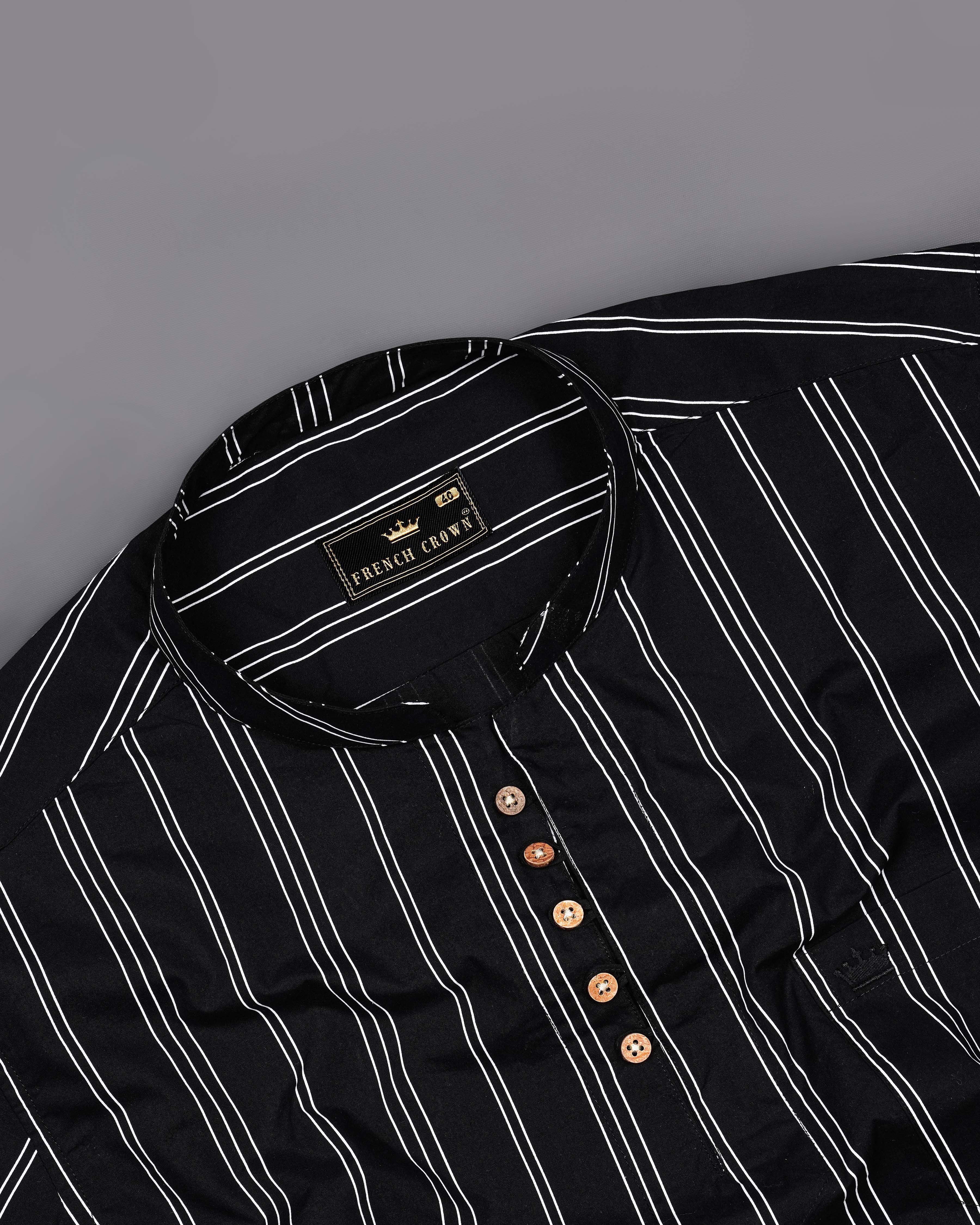 Jade Black with Bright White Striped Twill Premium Cotton Kurta Shirt 8376-KS-38, 8376-KS-H-38, 8376-KS-39, 8376-KS-H-39, 8376-KS-40, 8376-KS-H-40, 8376-KS-42, 8376-KS-H-42, 8376-KS-44, 8376-KS-H-44, 8376-KS-46, 8376-KS-H-46, 8376-KS-48, 8376-KS-H-48, 8376-KS-50, 8376-KS-H-50, 8376-KS-52, 8376-KS-H-52