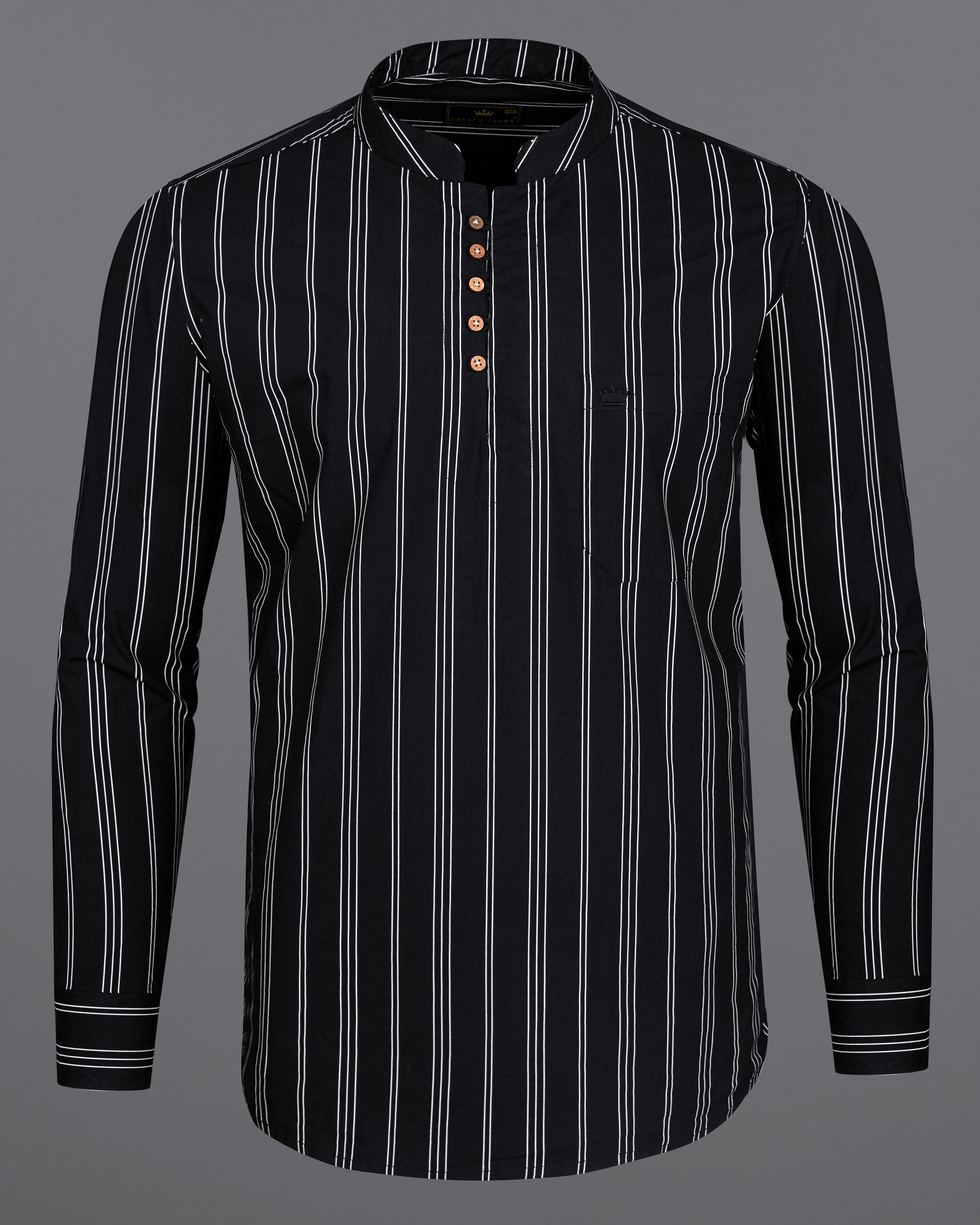 Jade Black with Bright White Striped Twill Premium Cotton Kurta Shirt 8376-KS-38, 8376-KS-H-38, 8376-KS-39, 8376-KS-H-39, 8376-KS-40, 8376-KS-H-40, 8376-KS-42, 8376-KS-H-42, 8376-KS-44, 8376-KS-H-44, 8376-KS-46, 8376-KS-H-46, 8376-KS-48, 8376-KS-H-48, 8376-KS-50, 8376-KS-H-50, 8376-KS-52, 8376-KS-H-52