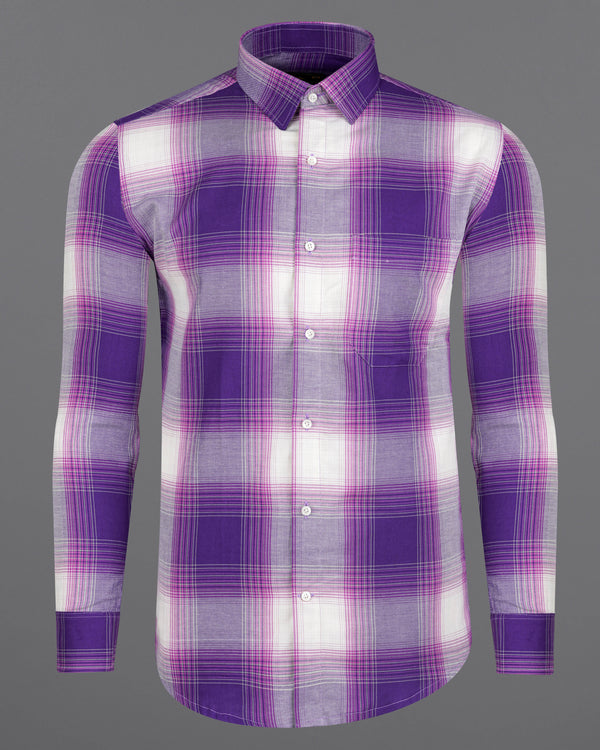 Eminence Purple with Bright White Twill Plaid Premium Cotton Shirt 8404-38, 8404-H-38, 8404-39,8404-H-39, 8404-40, 8404-H-40, 8404-42, 8404-H-42, 8404-44, 8404-H-44, 8404-46, 8404-H-46, 8404-48, 8404-H-48, 8404-50, 8404-H-50, 8404-52, 8404-H-52