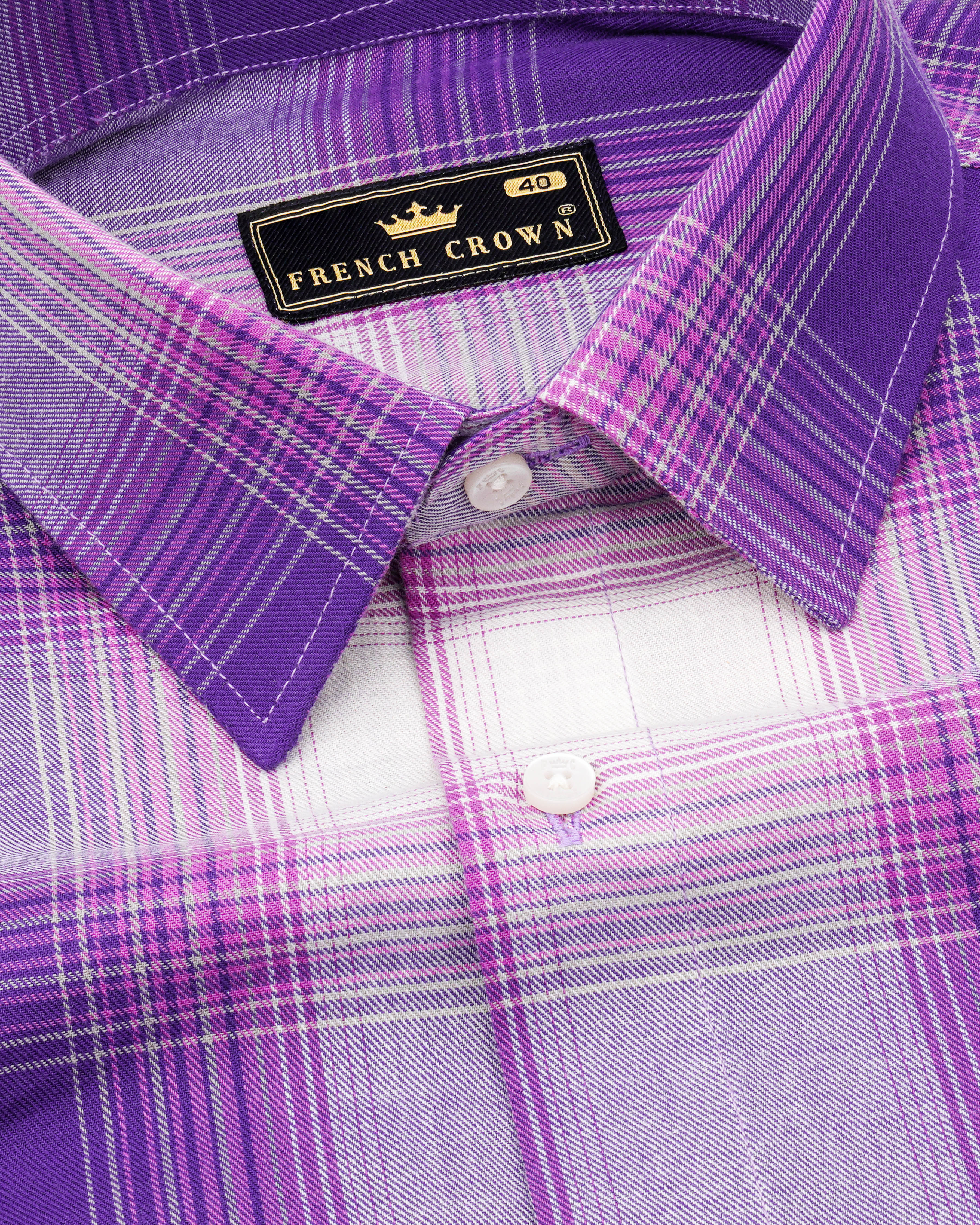 Eminence Purple with Bright White Twill Plaid Premium Cotton Shirt 8404-38, 8404-H-38, 8404-39,8404-H-39, 8404-40, 8404-H-40, 8404-42, 8404-H-42, 8404-44, 8404-H-44, 8404-46, 8404-H-46, 8404-48, 8404-H-48, 8404-50, 8404-H-50, 8404-52, 8404-H-52