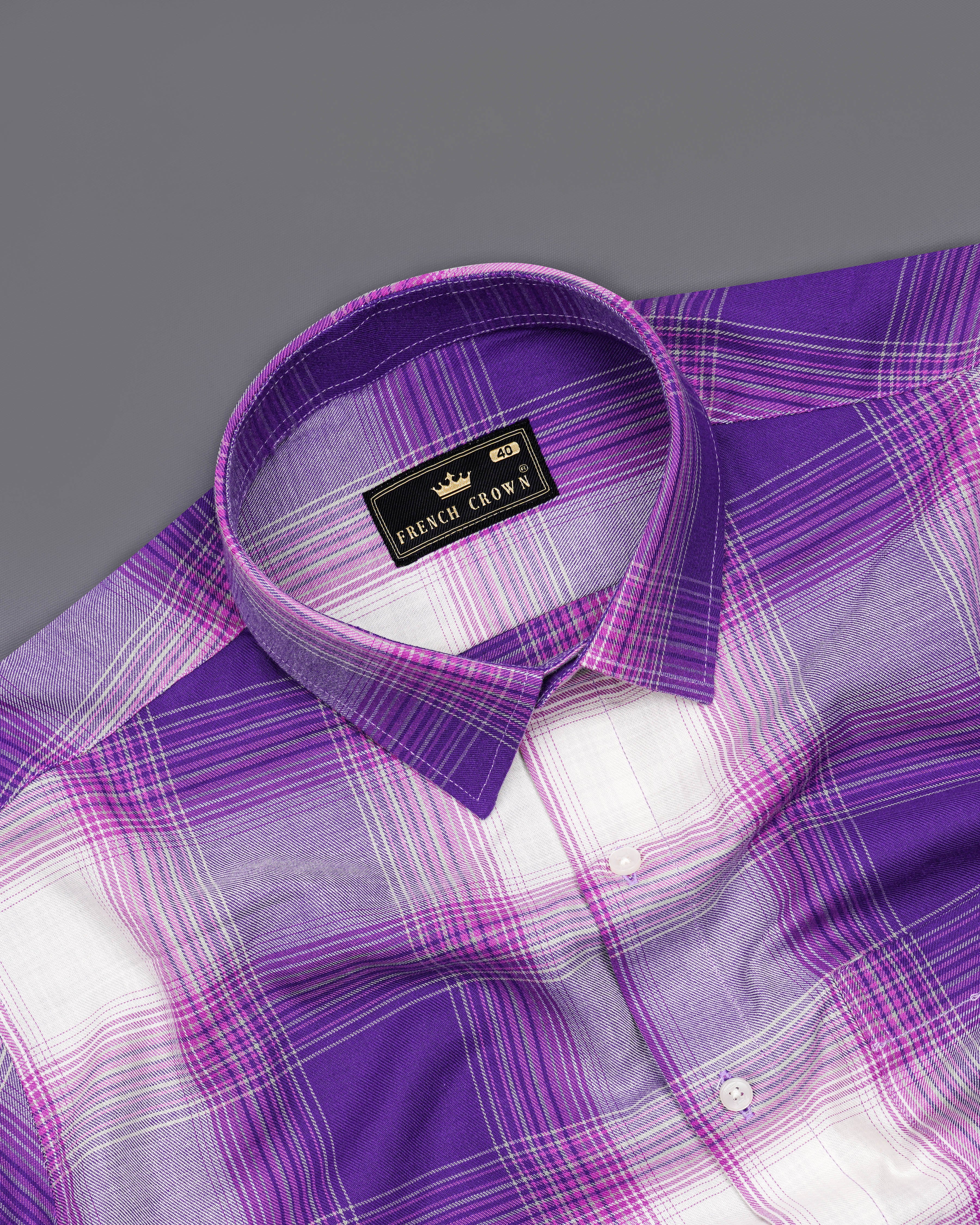 Eminence Purple with Bright White Twill Plaid Premium Cotton Shirt 8404-38, 8404-H-38, 8404-39,8404-H-39, 8404-40, 8404-H-40, 8404-42, 8404-H-42, 8404-44, 8404-H-44, 8404-46, 8404-H-46, 8404-48, 8404-H-48, 8404-50, 8404-H-50, 8404-52, 8404-H-52