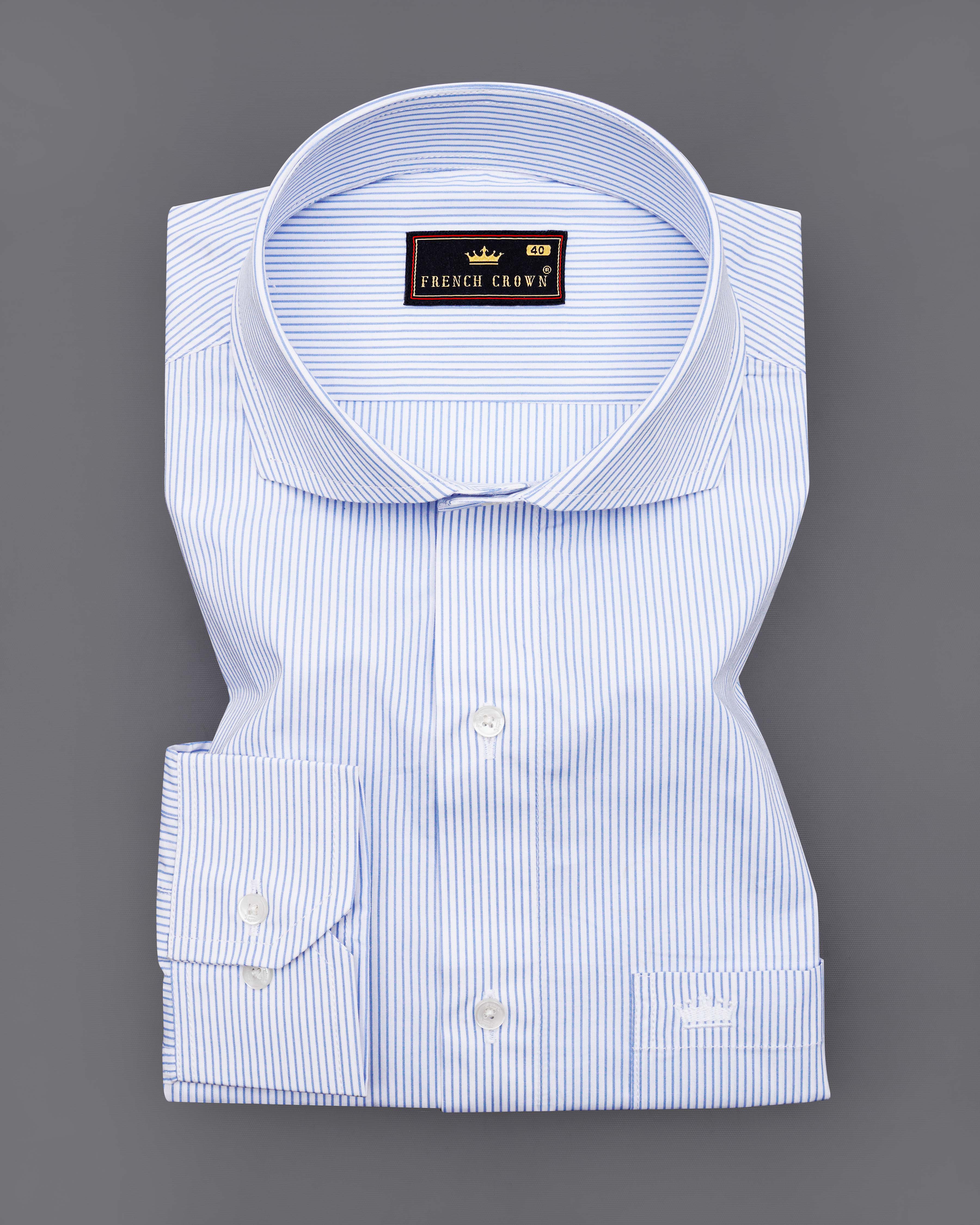 Bright White with Casper Blue Striped Premium Cotton Shirt 8420-CA-38, 8420-CA-H-38, 8420-CA-39,8420-CA-H-39, 8420-CA-40, 8420-CA-H-40, 8420-CA-42, 8420-CA-H-42, 8420-CA-44, 8420-CA-H-44, 8420-CA-46, 8420-CA-H-46, 8420-CA-48, 8420-CA-H-48, 8420-CA-50, 8420-CA-H-50, 8420-CA-52, 8420-CA-H-52