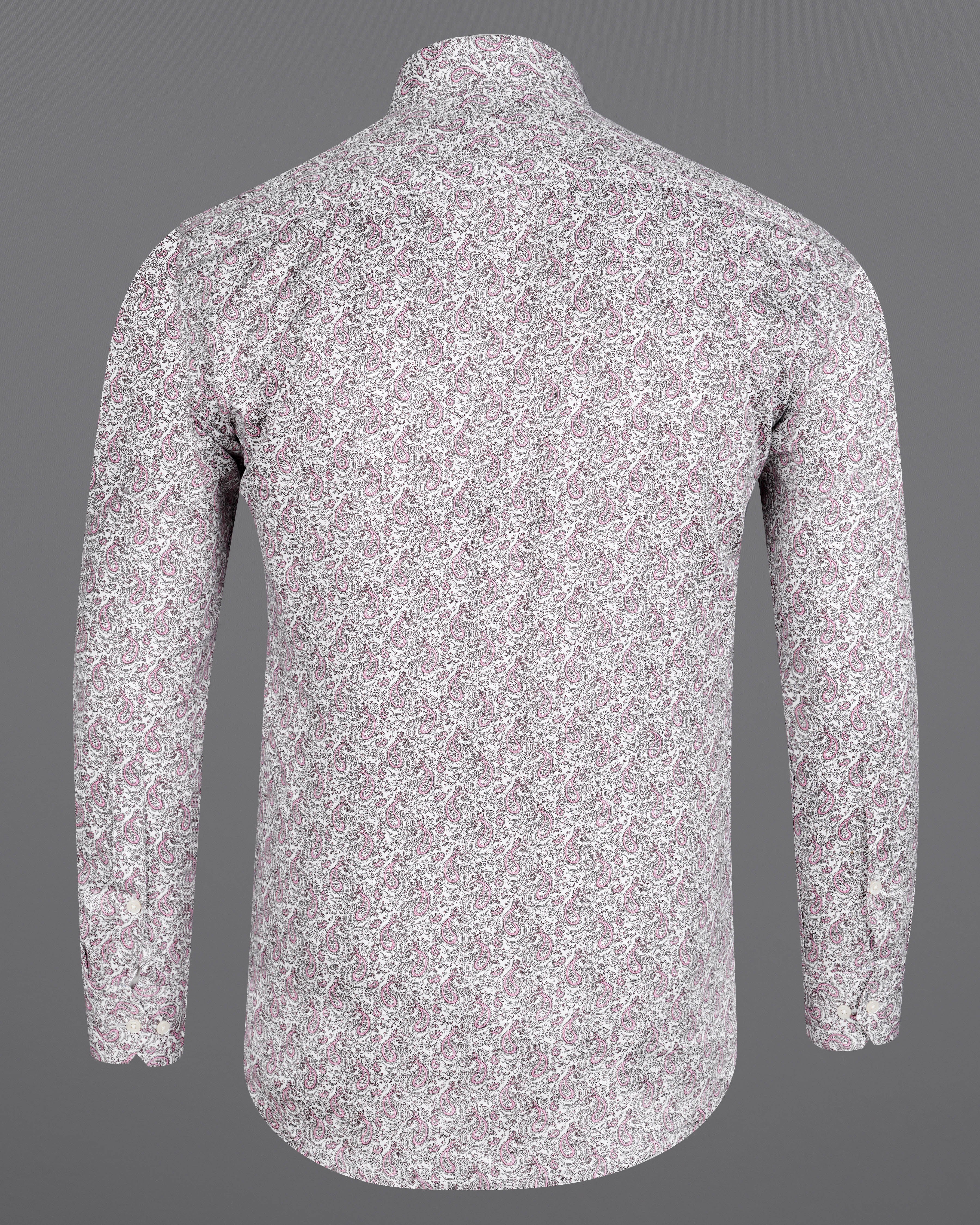 Bright White with Viola Pink Paisley Printed Super Soft Premium Cotton Shirt 8423-CA-38, 8423-CA-H-38, 8423-CA-39,8423-CA-H-39, 8423-CA-40, 8423-CA-H-40, 8423-CA-42, 8423-CA-H-42, 8423-CA-44, 8423-CA-H-44, 8423-CA-46, 8423-CA-H-46, 8423-CA-48, 8423-CA-H-48, 8423-CA-50, 8423-CA-H-50, 8423-CA-52, 8423-CA-H-52