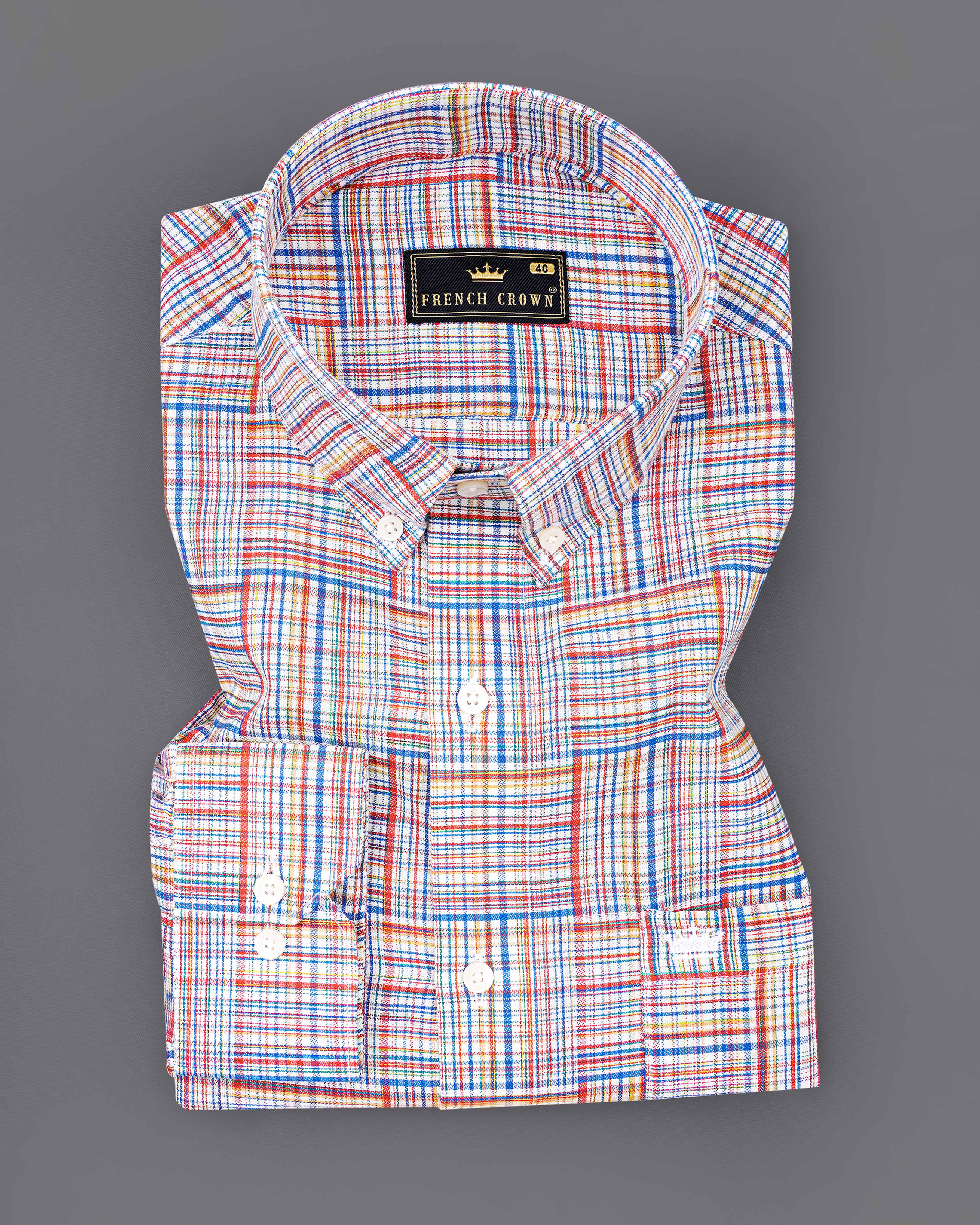 Bright White with Mariner Blue Multicolour Checked Dobby Textured Premium Giza Cotton Shirt 8430-BD-38, 8430-BD-H-38, 8430-BD-39,8430-BD-H-39, 8430-BD-40, 8430-BD-H-40, 8430-BD-42, 8430-BD-H-42, 8430-BD-44, 8430-BD-H-44, 8430-BD-46, 8430-BD-H-46, 8430-BD-48, 8430-BD-H-48, 8430-BD-50, 8430-BD-H-50, 8430-BD-52, 8430-BD-H-52