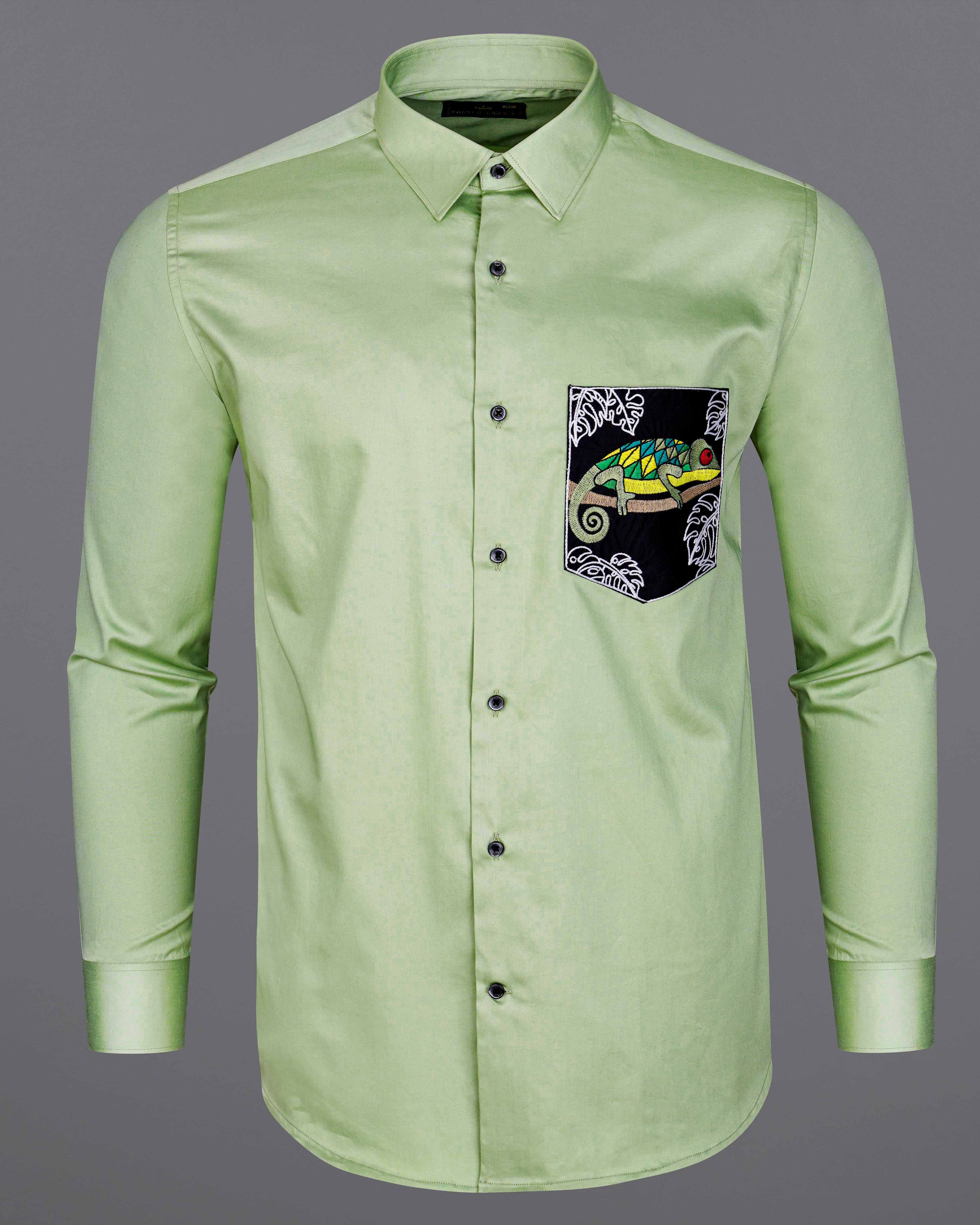 Timberwolf Green with Black Patch Subtle Sheen Pocket Chameleon Embroidered  Super Soft Premium Cotton Shirt 8438-BLK-E005-38, 8438-BLK-E005-H-38, 8438-BLK-E005-39, 8438-BLK-E005-H-39, 8438-BLK-E005-40, 8438-BLK-E005-H-40, 8438-BLK-E005-42, 8438-BLK-E005-H-42, 8438-BLK-E005-44, 8438-BLK-E005-H-44, 8438-BLK-E005-46, 8438-BLK-E005-H-46, 8438-BLK-E005-48, 8438-BLK-E005-H-48, 8438-BLK-E005-50, 8438-BLK-E005-H-50, 8438-BLK-E005-52, 8438-BLK-E005-H-52