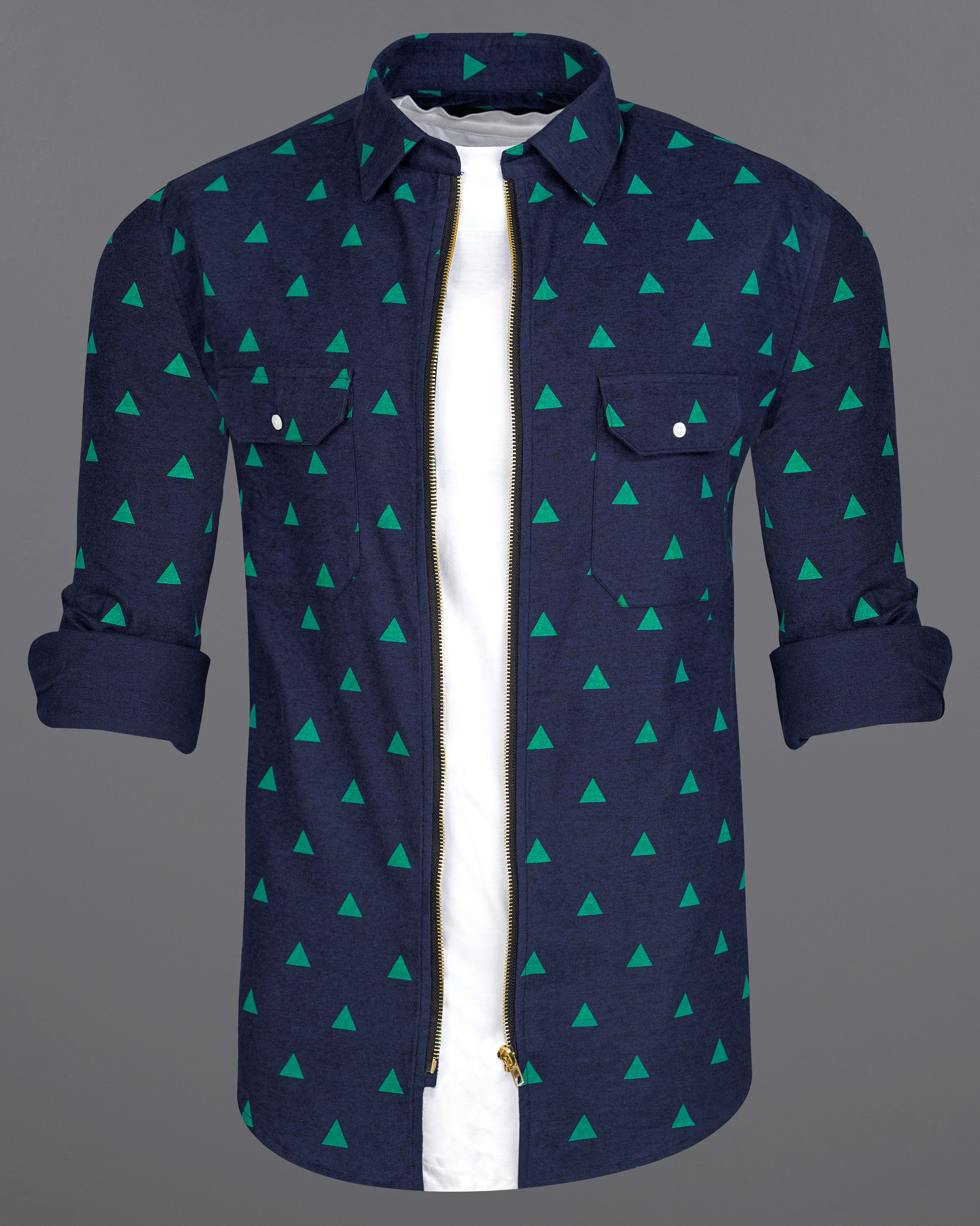 Tangaroa Navy Blue with Cyan Green Triangle Printed Flannel Designer Overshirt with Zipper Closure 8447-OS-FP-38,8447-OS-FP-H-38,8447-OS-FP-39,8447-OS-FP-H-39,8447-OS-FP-40,8447-OS-FP-H-40,8447-OS-FP-42,8447-OS-FP-H-42,8447-OS-FP-44,8447-OS-FP-H-44,8447-OS-FP-46,8447-OS-FP-H-46,8447-OS-FP-48,8447-OS-FP-H-48,8447-OS-FP-50,8447-OS-FP-H-50,8447-OS-FP-52,8447-OS-FP-H-52