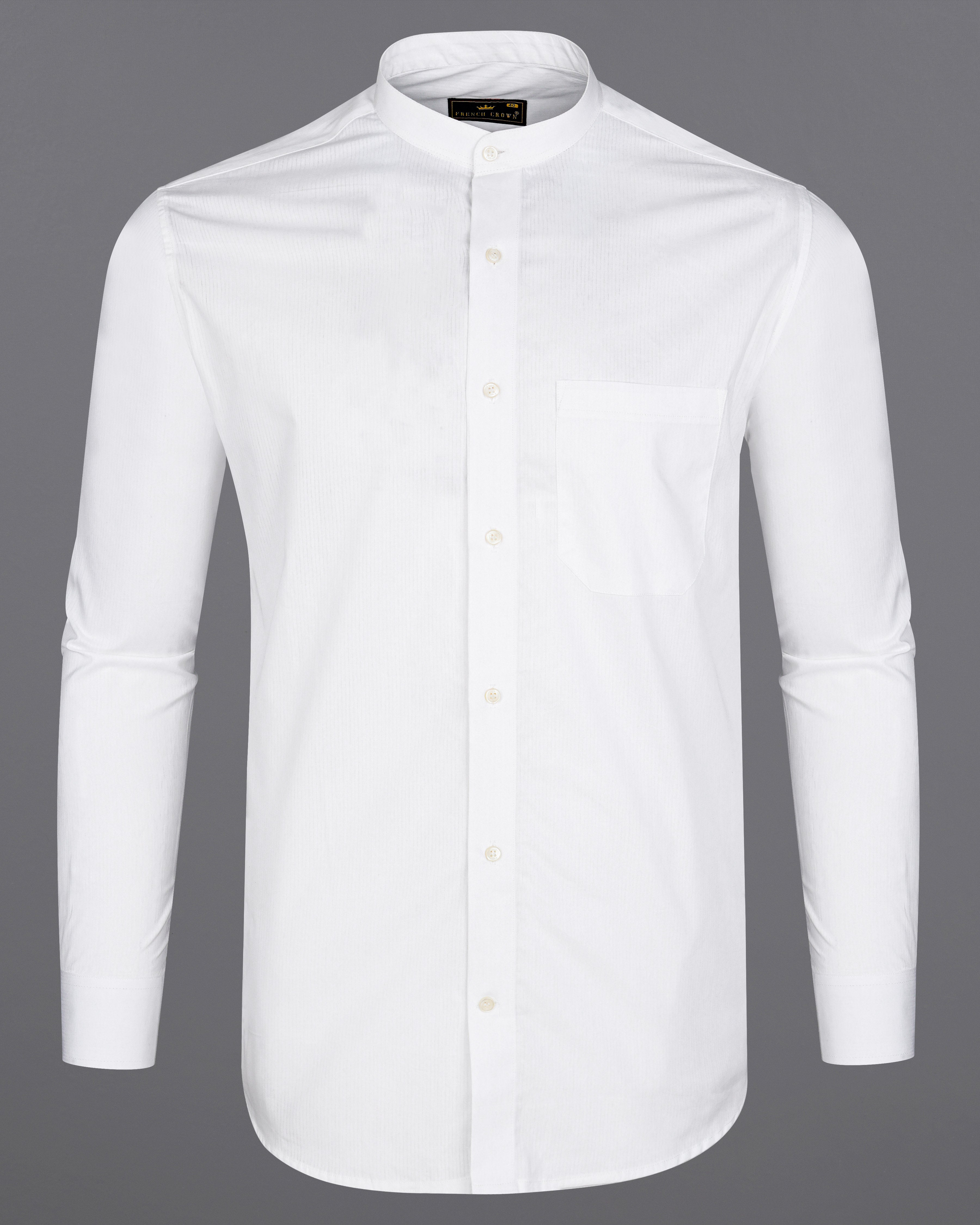 もん REFINEMENT FORM SHIRT 白ホワイト Bright White Formal/Casual Textured Premium Cotton Shirt For Men