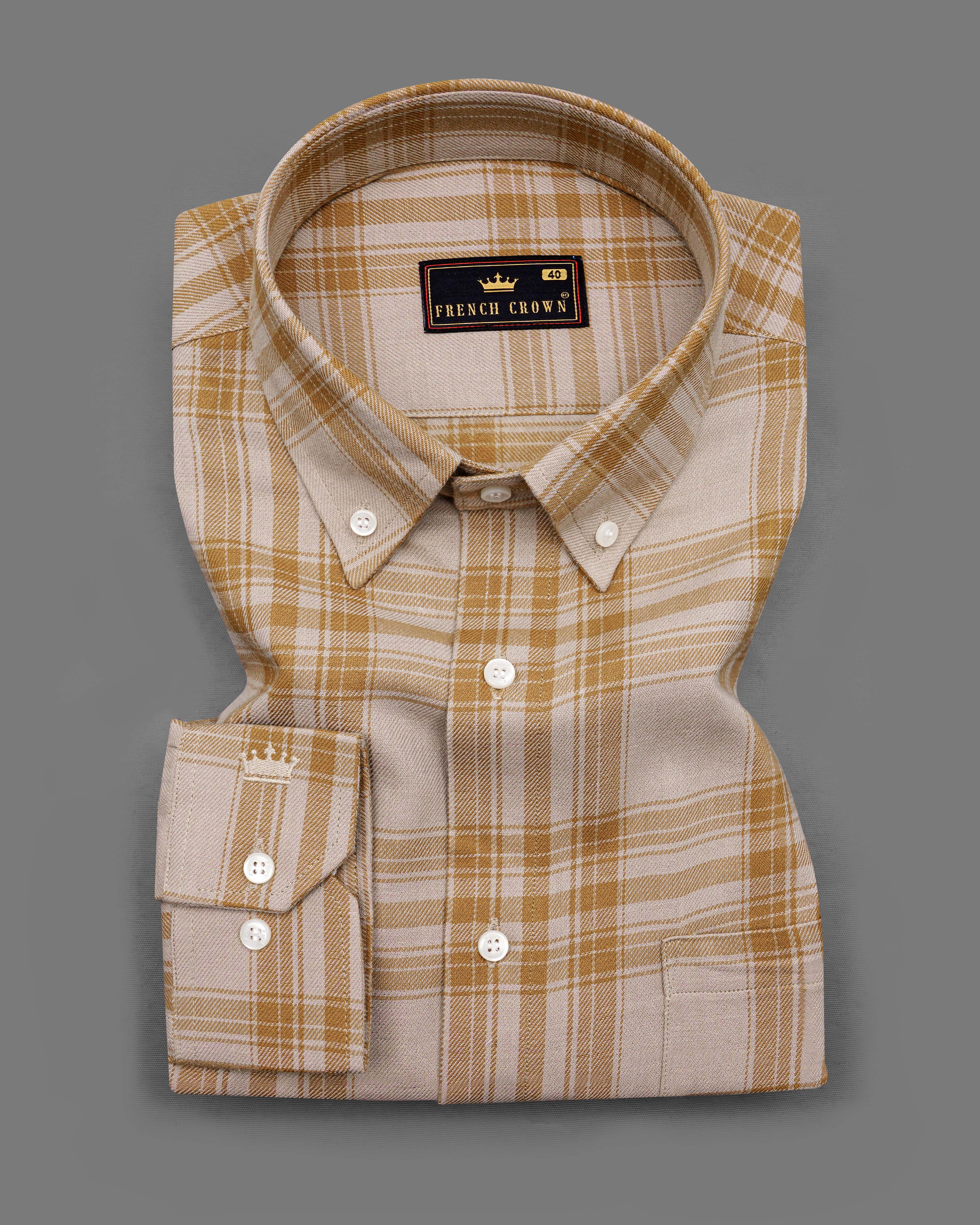 Turkey Cream with Curry Brown Twill Plaid Premium Cotton Shirt 8462-BD-38,8462-BD-H-38,8462-BD-39,8462-BD-H-39,8462-BD-40,8462-BD-H-40,8462-BD-42,8462-BD-H-42,8462-BD-44,8462-BD-H-44,8462-BD-46,8462-BD-H-46,8462-BD-48,8462-BD-H-48,8462-BD-50,8462-BD-H-50,8462-BD-52,8462-BD-H-52