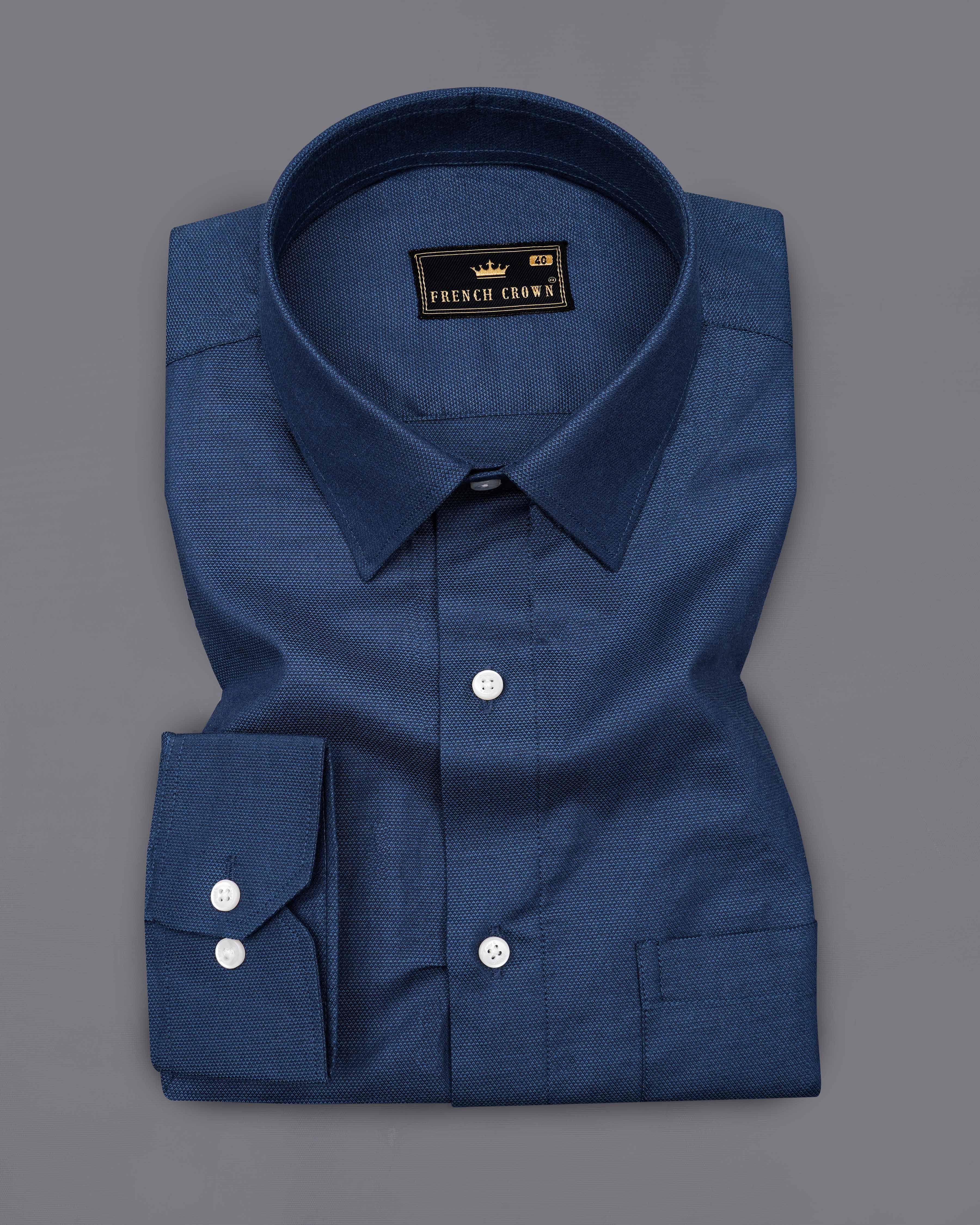 Cloud Burst Navy Blue Dobby Textured Premium Giza Cotton Shirt 8463-38,8463-H-38,8463-39,8463-H-39,8463-40,8463-H-40,8463-42,8463-H-42,8463-44,8463-H-44,8463-46,8463-H-46,8463-48,8463-H-48,8463-50,8463-H-50,8463-52,8463-H-52