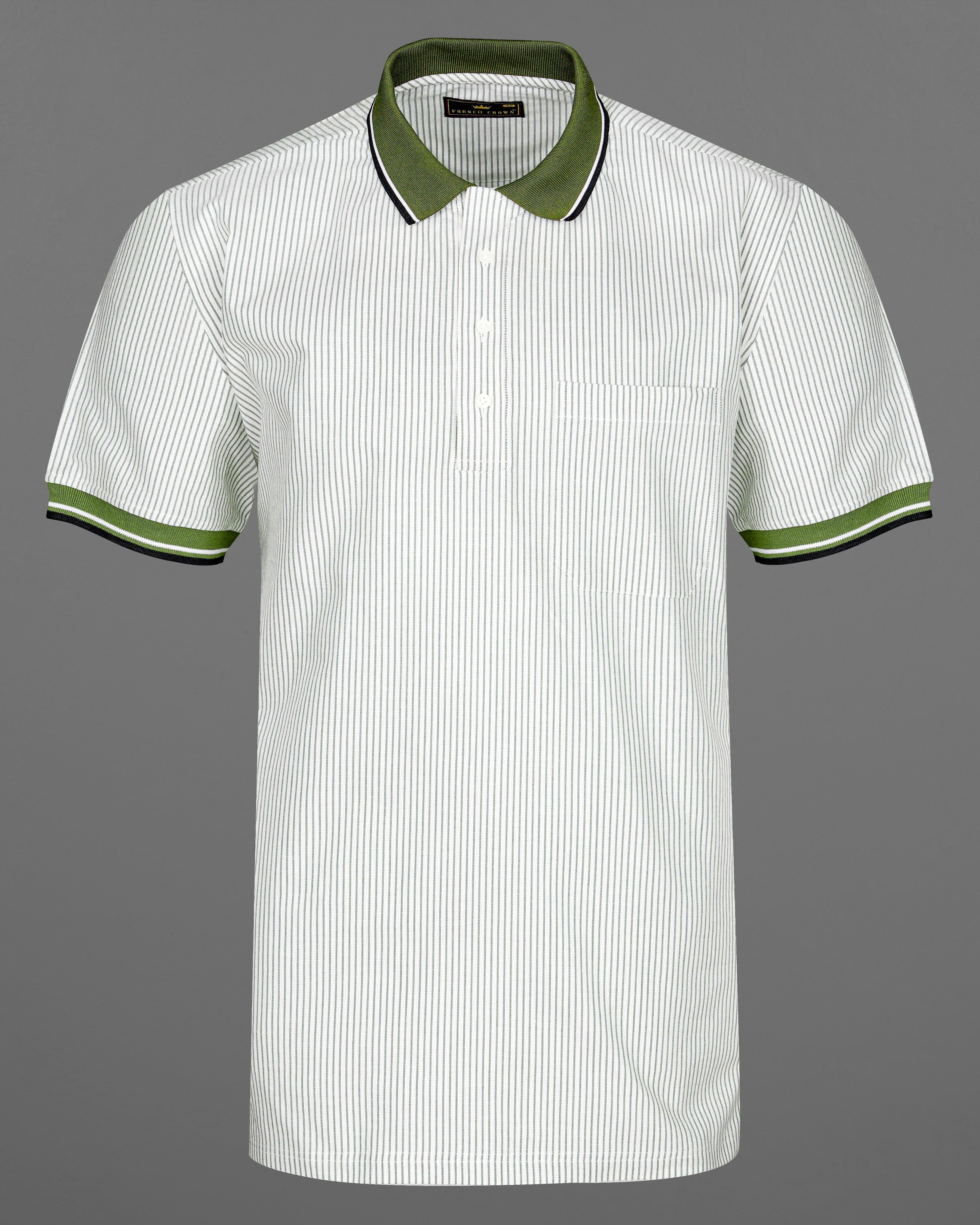 Bright White with Lunar Green Striped Royal Oxford Designer Polo Shirt 8475-PC-TS-38,8475-PC-TS-H-38,8475-PC-TS-39,8475-PC-TS-H-39,8475-PC-TS-40,8475-PC-TS-H-40,8475-PC-TS-42,8475-PC-TS-H-42,8475-PC-TS-44,8475-PC-TS-H-44,8475-PC-TS-46,8475-PC-TS-H-46,8475-PC-TS-48,8475-PC-TS-H-48,8475-PC-TS-50,8475-PC-TS-H-50,8475-PC-TS-52,8475-PC-TS-H-52