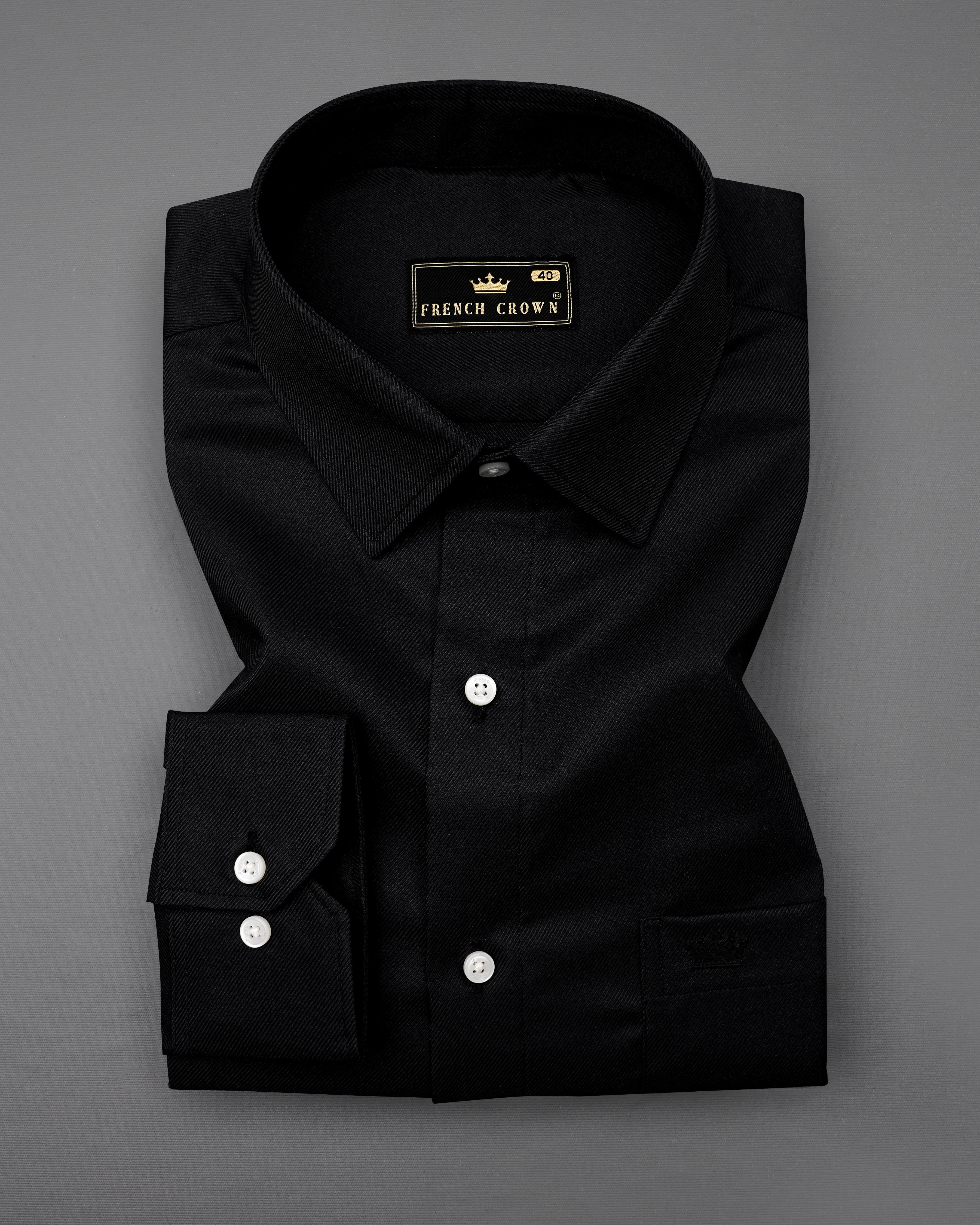 Jade Black Twill Premium Cotton Shirt 8519-38,8519-H-38,8519-39,8519-H-39,8519-40,8519-H-40,8519-42,8519-H-42,8519-44,8519-H-44,8519-46,8519-H-46,8519-48,8519-H-48,8519-50,8519-H-50,8519-52,8519-H-52