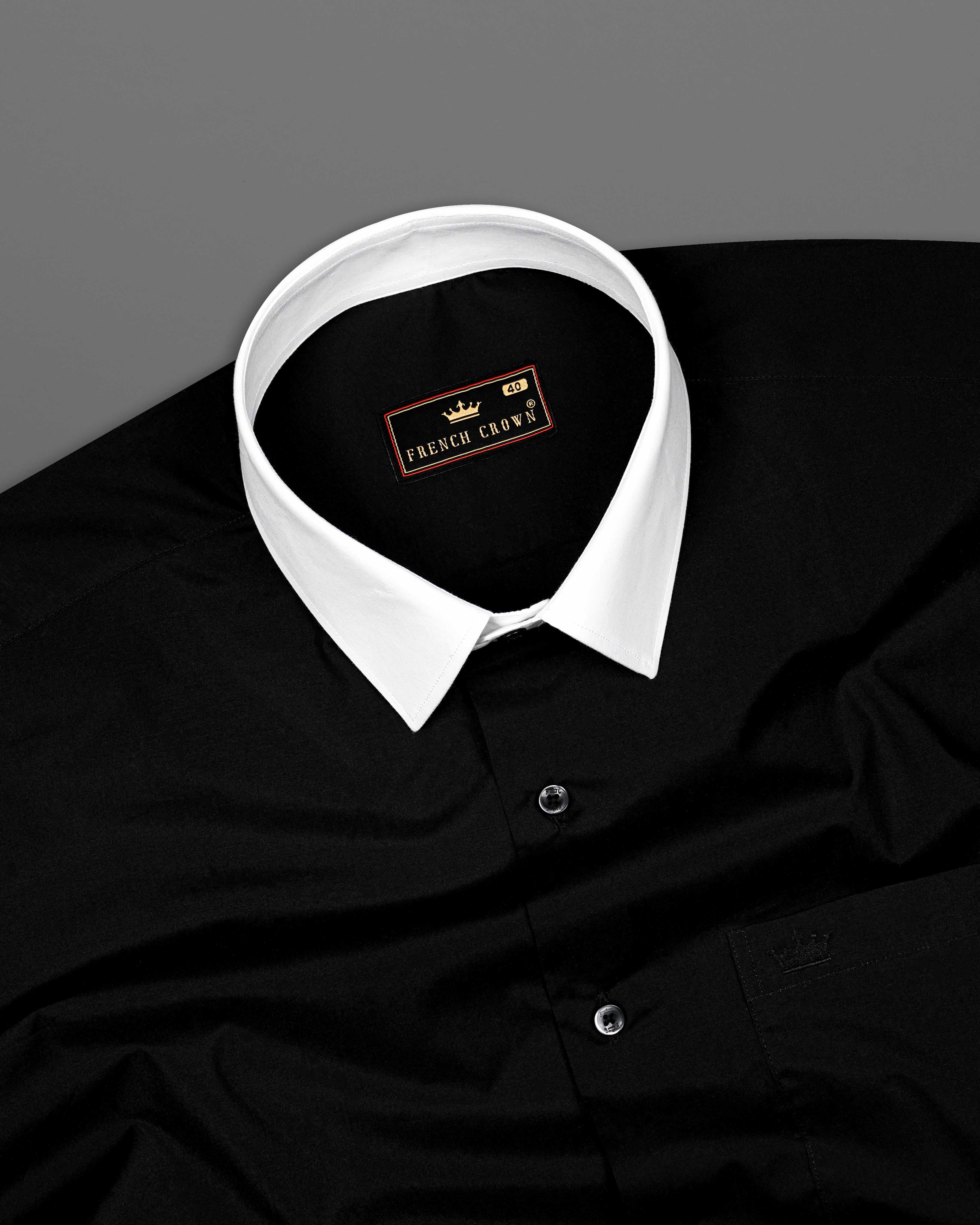 Jade Black with White Collar and Cuffs Premium Cotton Shirt 8524-WCC-38, 8524-WCC-H-38, 8524-WCC-39, 8524-WCC-H-39, 8524-WCC-40, 8524-WCC-H-40, 8524-WCC-42, 8524-WCC-H-42, 8524-WCC-44, 8524-WCC-H-44, 8524-WCC-46, 8524-WCC-H-46, 8524-WCC-48, 8524-WCC-H-48, 8524-WCC-50, 8524-WCC-H-50, 8524-WCC-52, 8524-WCC-H-52