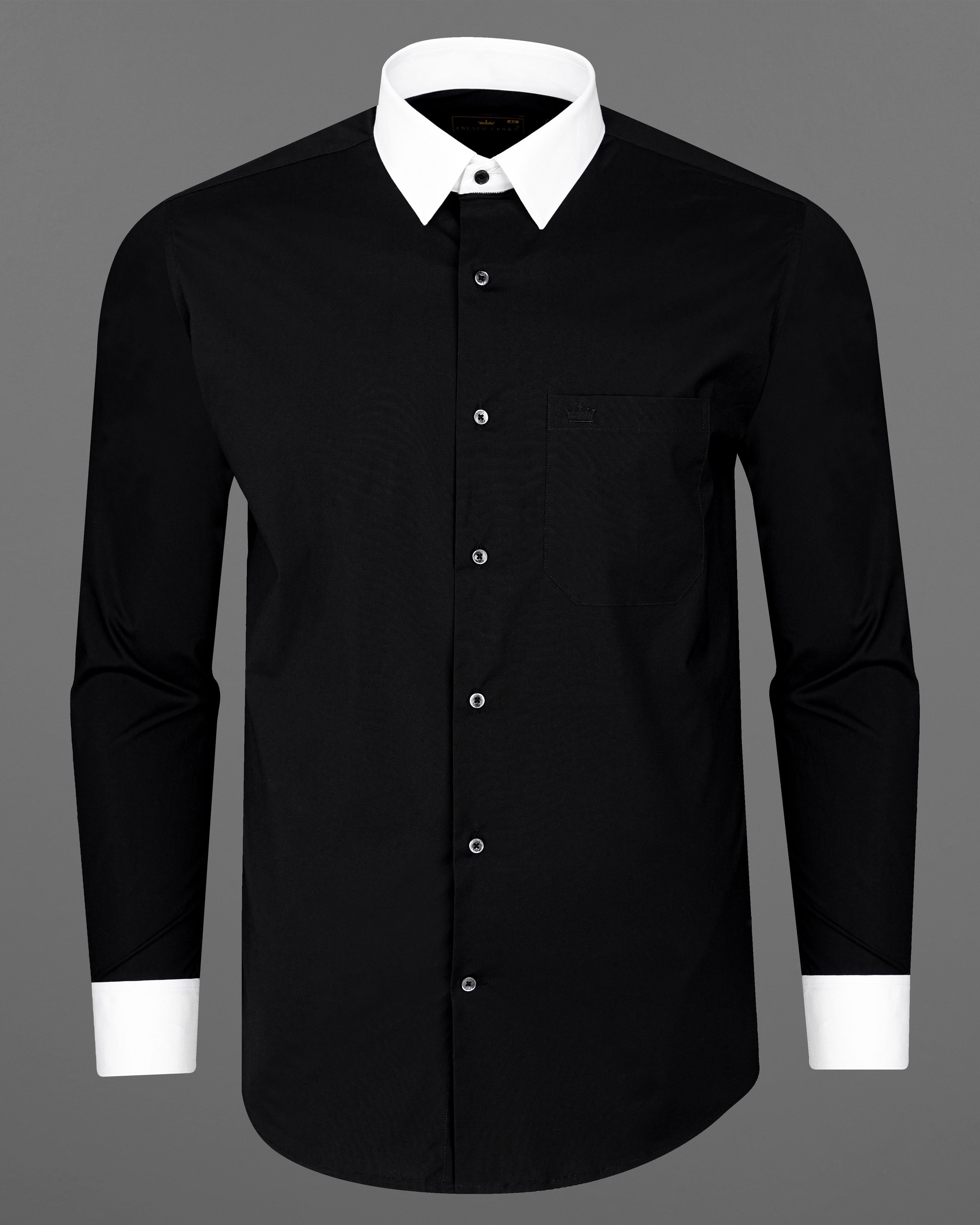 Black shirt sale with white collar