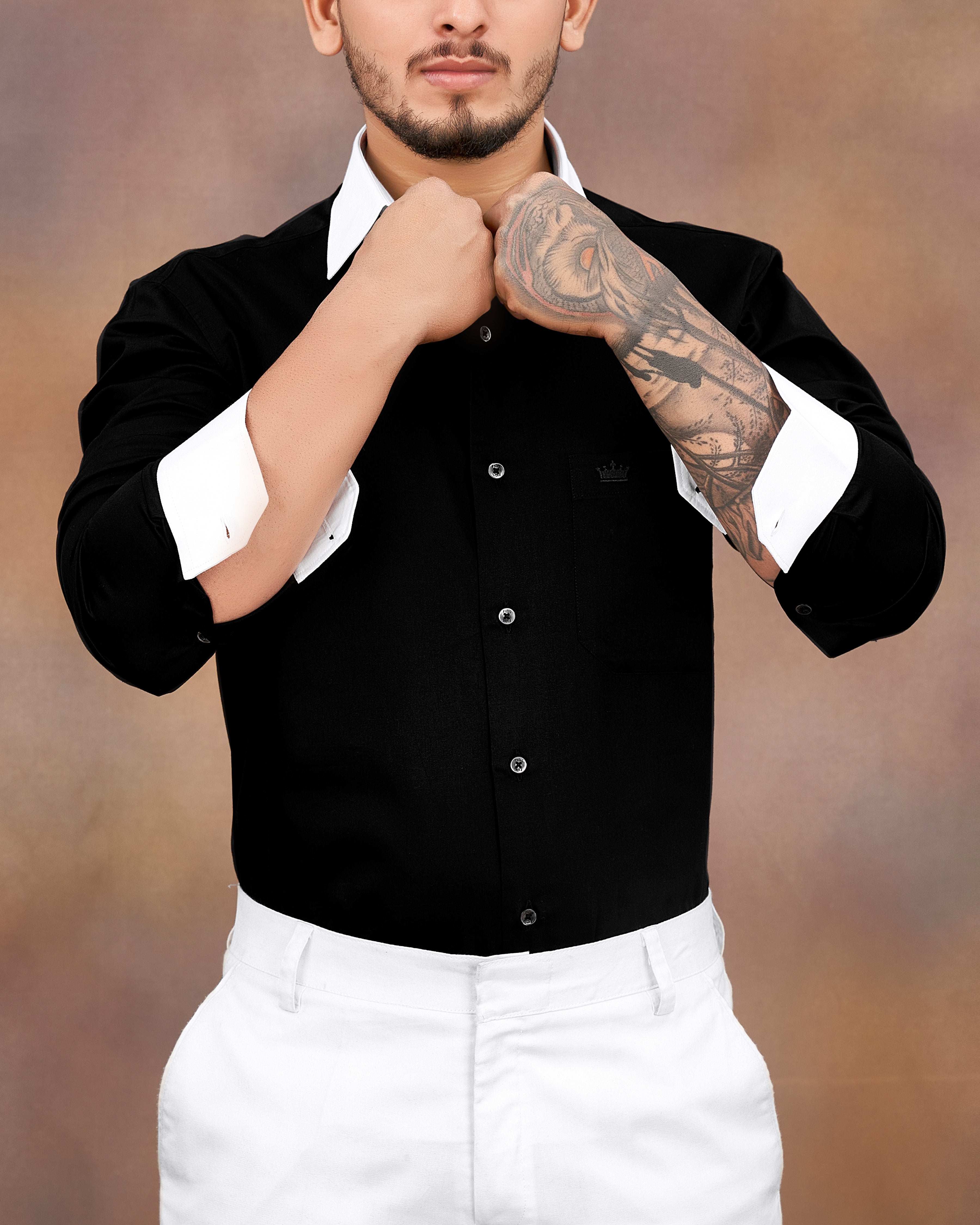 Jade Black with White Collar and Cuffs Premium Cotton Shirt 8524-WCC-38, 8524-WCC-H-38, 8524-WCC-39, 8524-WCC-H-39, 8524-WCC-40, 8524-WCC-H-40, 8524-WCC-42, 8524-WCC-H-42, 8524-WCC-44, 8524-WCC-H-44, 8524-WCC-46, 8524-WCC-H-46, 8524-WCC-48, 8524-WCC-H-48, 8524-WCC-50, 8524-WCC-H-50, 8524-WCC-52, 8524-WCC-H-52