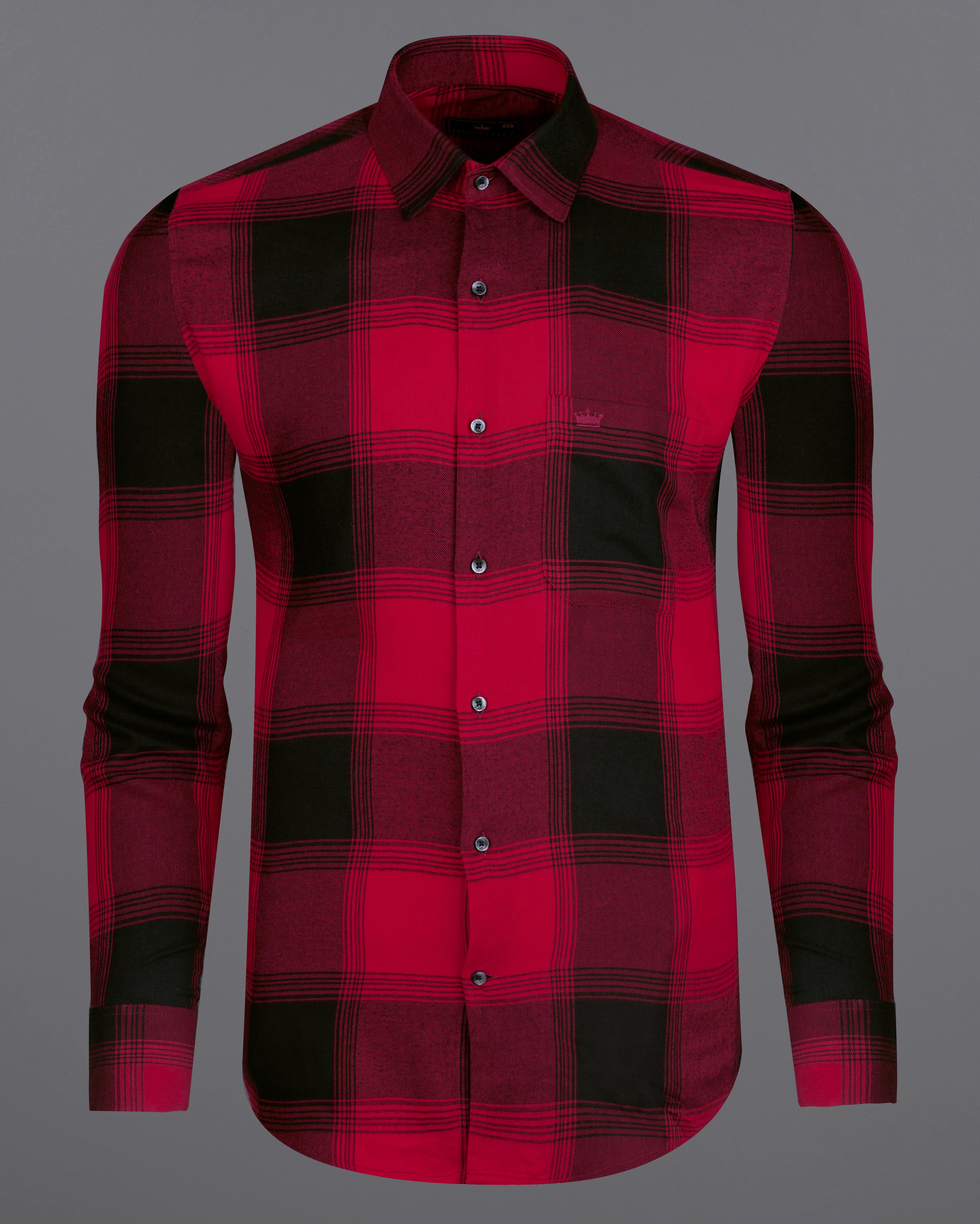 Firebrick Red and Jade Black Checked Flannel Shirt 8539-BLK-38,8539-BLK-H-38,8539-BLK-39,8539-BLK-H-39,8539-BLK-40,8539-BLK-H-40,8539-BLK-42,8539-BLK-H-42,8539-BLK-44,8539-BLK-H-44,8539-BLK-46,8539-BLK-H-46,8539-BLK-48,8539-BLK-H-48,8539-BLK-50,8539-BLK-H-50,8539-BLK-52,8539-BLK-H-52