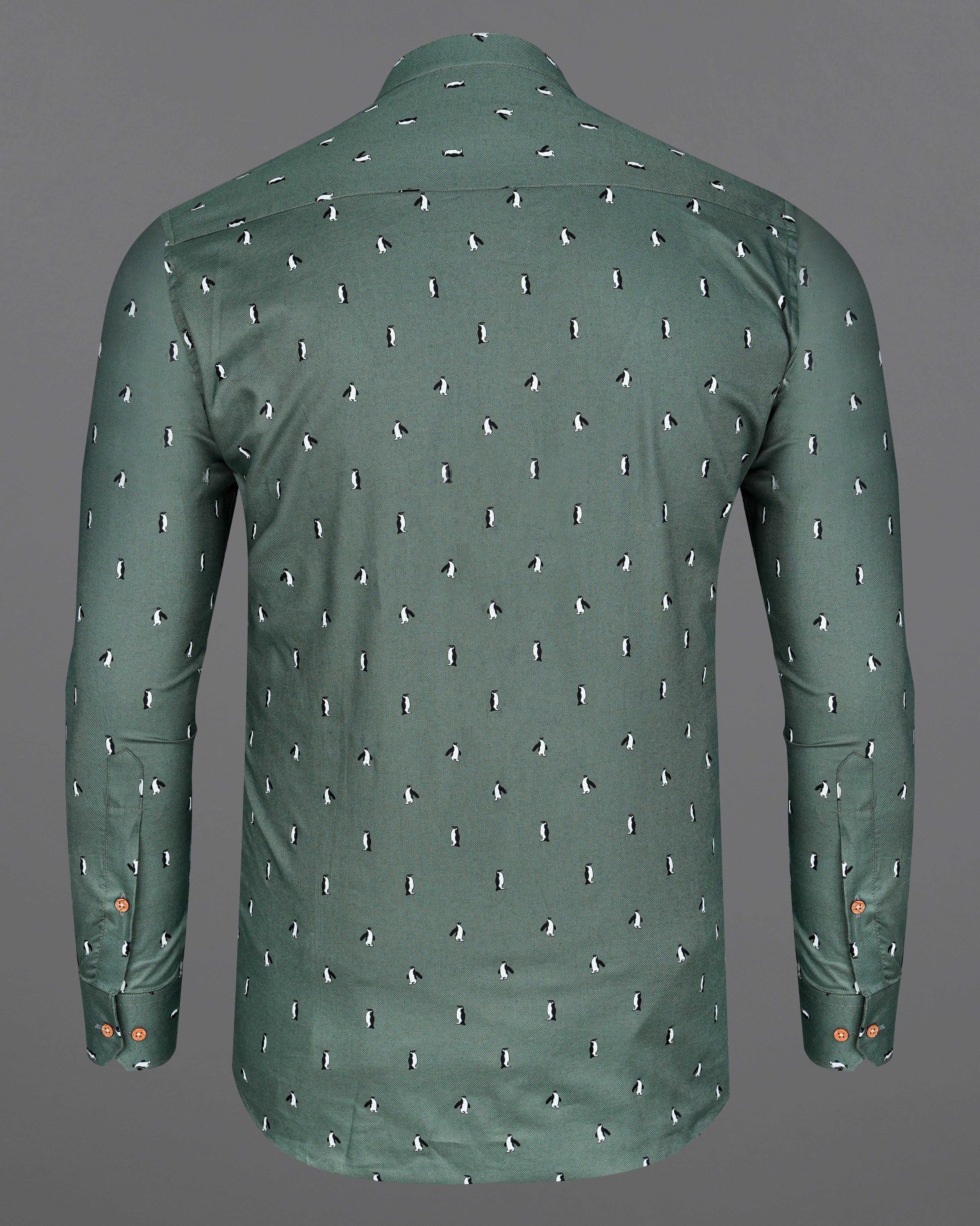 Cactus Green Penguin Printed Dobby Premium Giza Cotton Kurta Shirt  8594-KS-38,8594-KS-H-38,8594-KS-39,8594-KS-H-39,8594-KS-40,8594-KS-H-40,8594-KS-42,8594-KS-H-42,8594-KS-44,8594-KS-H-44,8594-KS-46,8594-KS-H-46,8594-KS-48,8594-KS-H-48,8594-KS-50,8594-KS-H-50,8594-KS-52,8594-KS-H-52