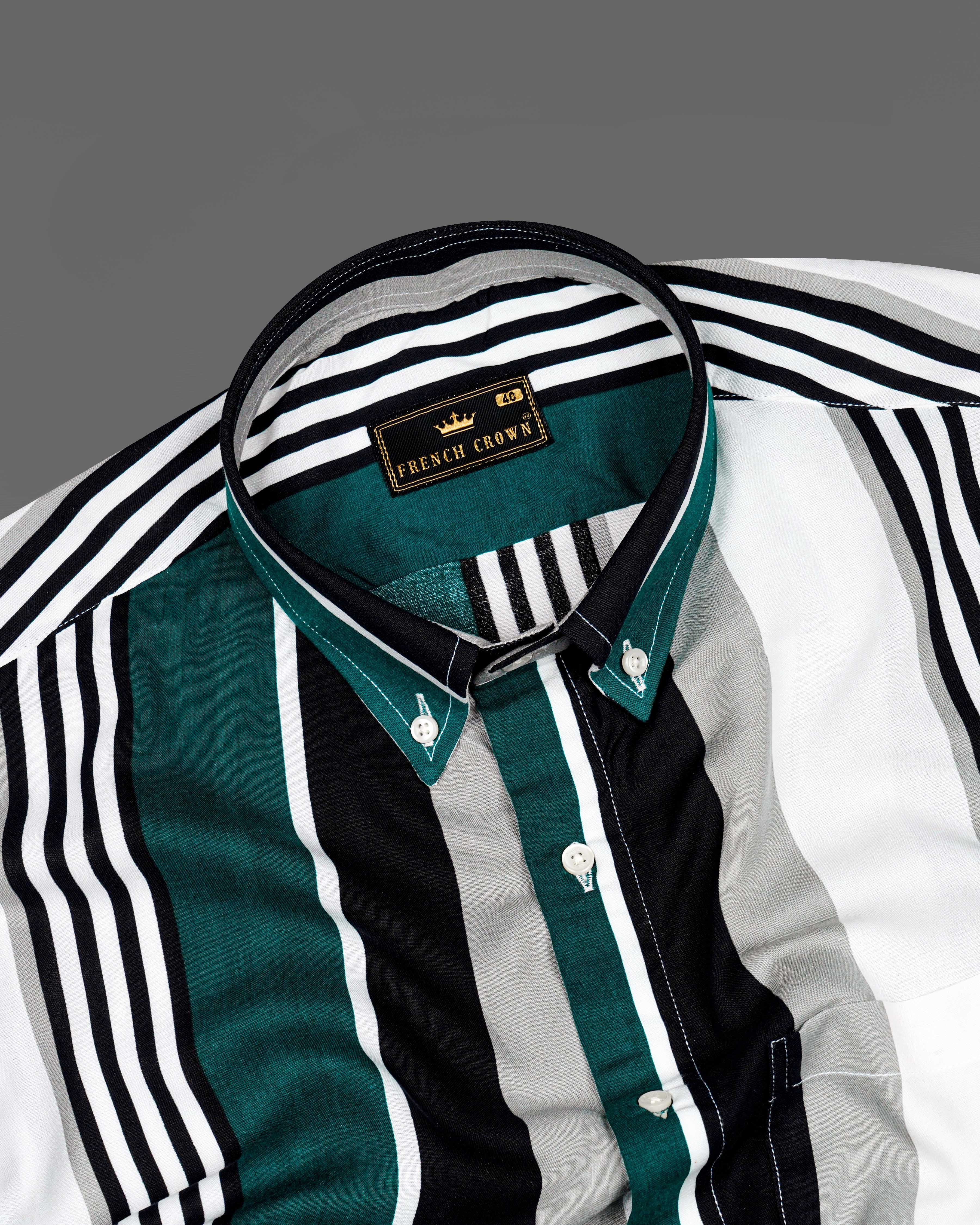 Daintree Green with Black and White Striped Premium Tencel Shirt  8611-BD-38,8611-BD-H-38,8611-BD-39,8611-BD-H-39,8611-BD-40,8611-BD-H-40,8611-BD-42,8611-BD-H-42,8611-BD-44,8611-BD-H-44,8611-BD-46,8611-BD-H-46,8611-BD-48,8611-BD-H-48,8611-BD-50,8611-BD-H-50,8611-BD-52,8611-BD-H-52