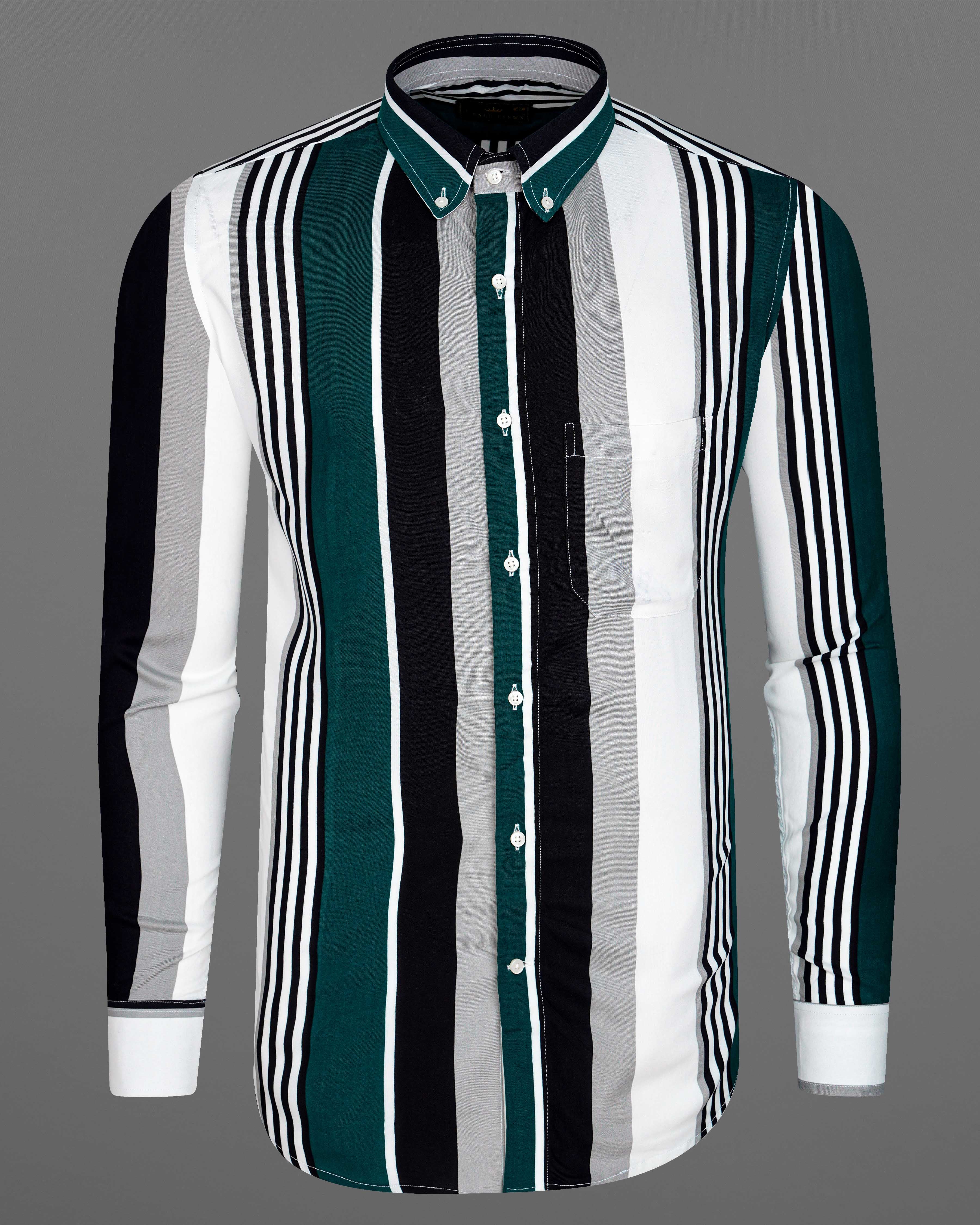 Daintree Green with Black and White Striped Premium Tencel Shirt  8611-BD-38,8611-BD-H-38,8611-BD-39,8611-BD-H-39,8611-BD-40,8611-BD-H-40,8611-BD-42,8611-BD-H-42,8611-BD-44,8611-BD-H-44,8611-BD-46,8611-BD-H-46,8611-BD-48,8611-BD-H-48,8611-BD-50,8611-BD-H-50,8611-BD-52,8611-BD-H-52