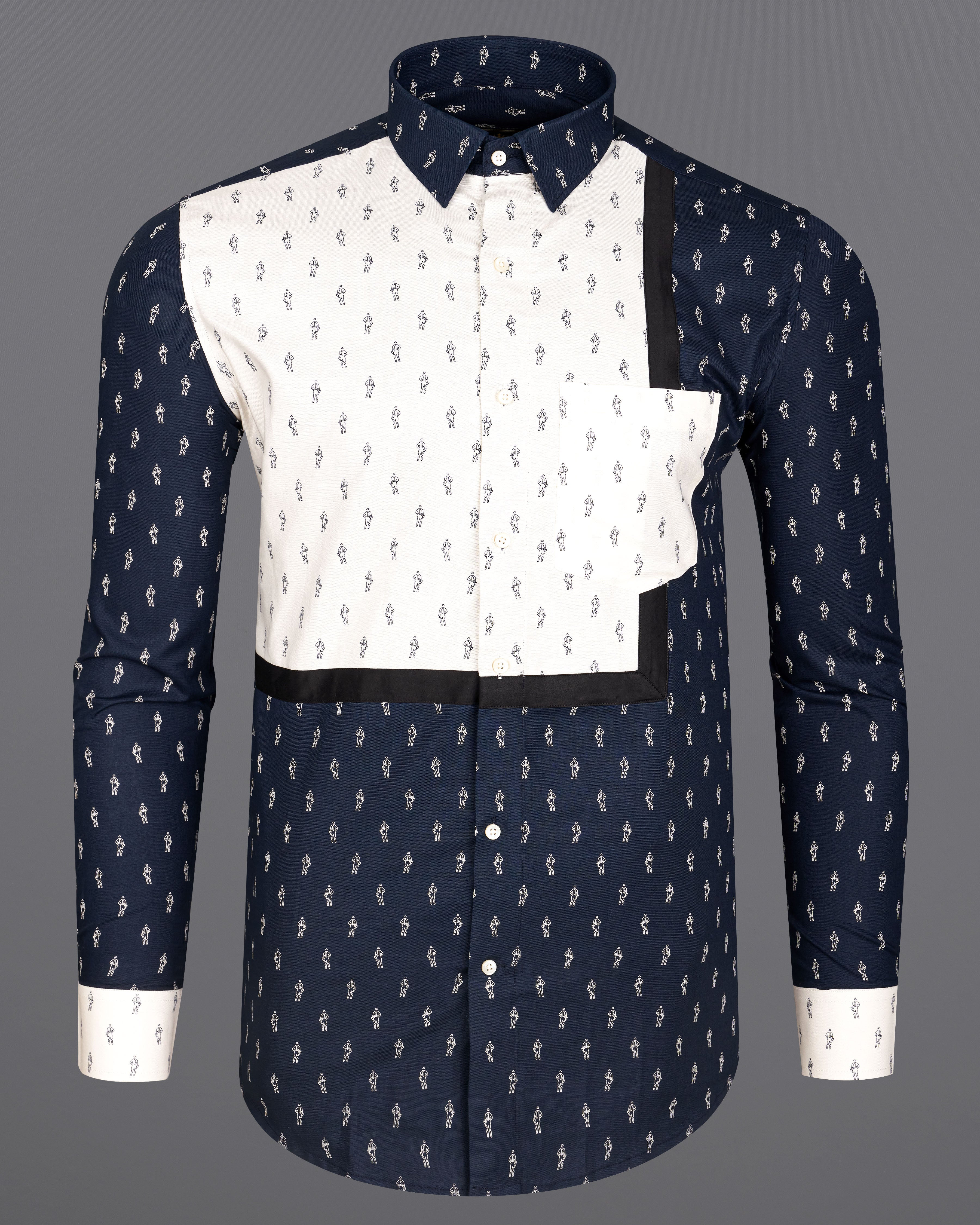 Firefly Blue with White Printed Royal Oxford Designer Shirt  8662-P415-38,8662-P415-H-38,8662-P415-39,8662-P415-H-39,8662-P415-40,8662-P415-H-40,8662-P415-42,8662-P415-H-42,8662-P415-44,8662-P415-H-44,8662-P415-46,8662-P415-H-46,8662-P415-48,8662-P415-H-48,8662-P415-50,8662-P415-H-50,8662-P415-52,8662-P415-H-52