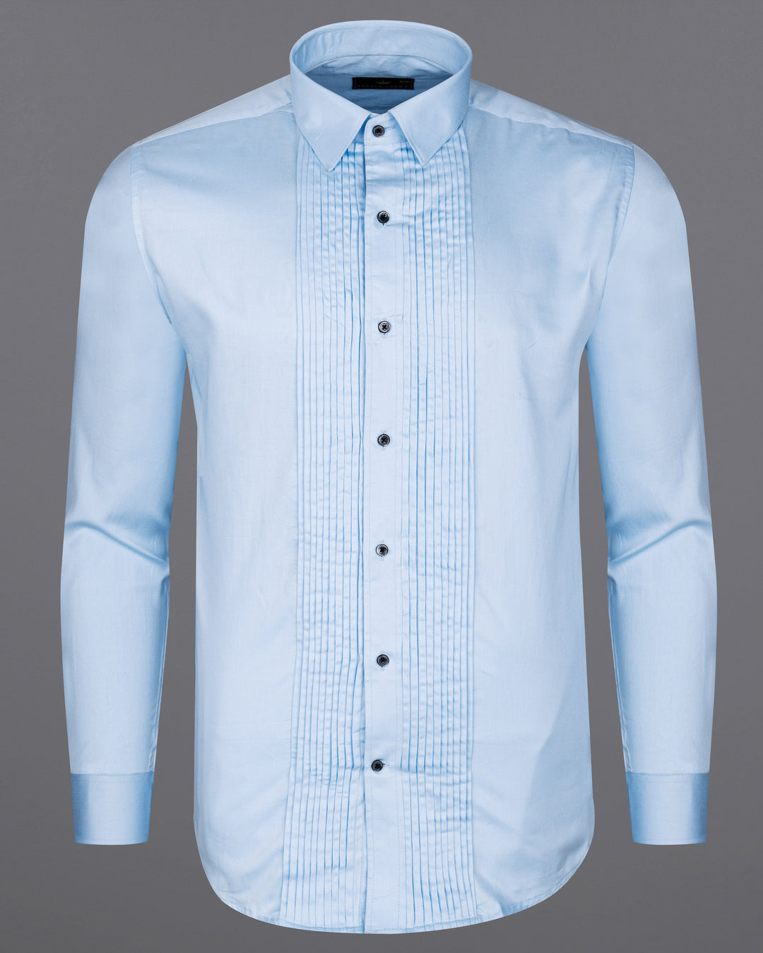 TROPICAL BLUE SNAKE PLEATED SUPER SOFT PREMIUM COTTON TUXEDO SHIRT