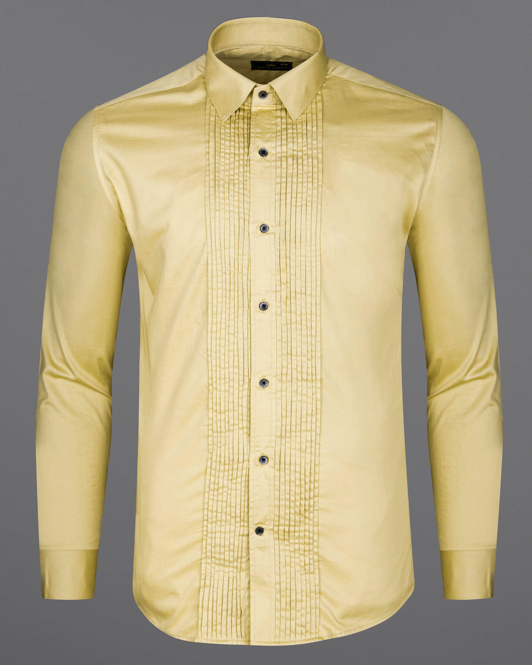 SIDECAR BEIGE SNAKE SUBTLE SHEEN PLEATED SUPER SOFT PREMIUM COTTON TUXEDO SHIRT