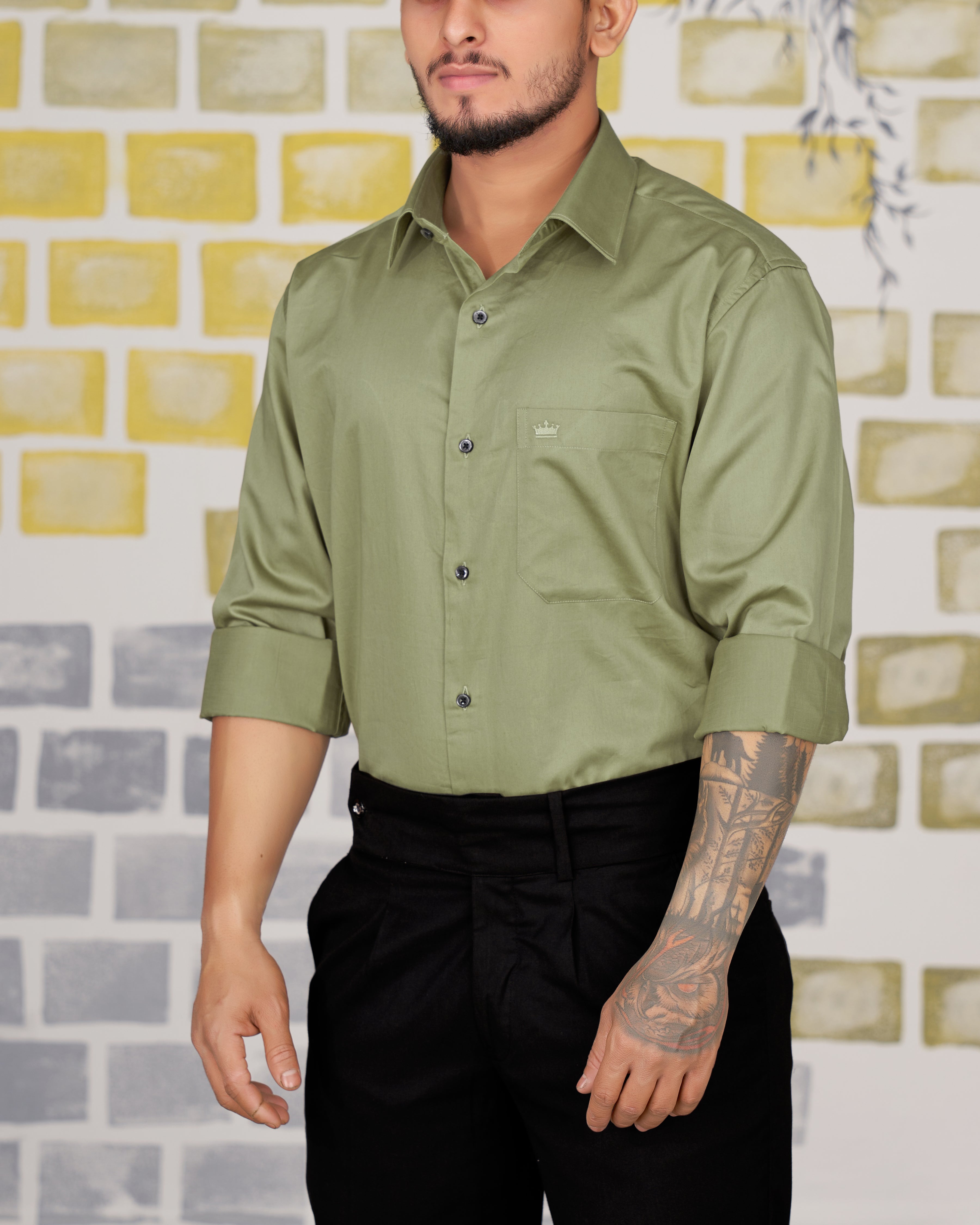 Eagle Green Subtle Sheen Super Soft Premium Cotton Shirt