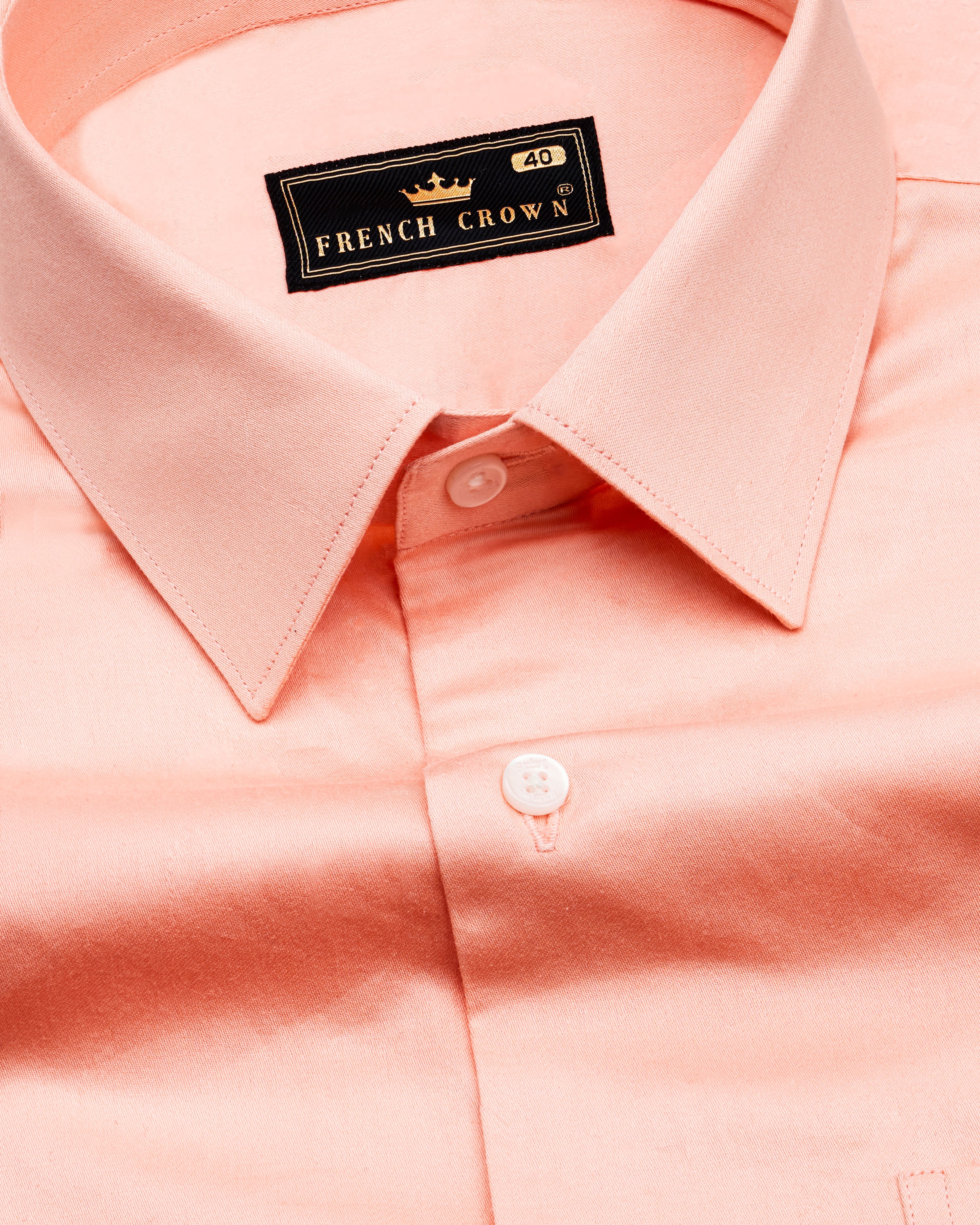 Melon Peach Formal/Casual Plain-Solid Premium Cotton Shirt For Men