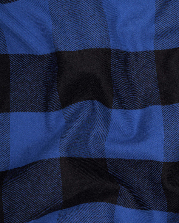 Endeavour Blue with Jade Black Checked Flannel Shirt  8706-38,8706-H-38,8706-39,8706-H-39,8706-40,8706-H-40,8706-42,8706-H-42,8706-44,8706-H-44,8706-46,8706-H-46,8706-48,8706-H-48,8706-50,8706-H-50,8706-52,8706-H-52