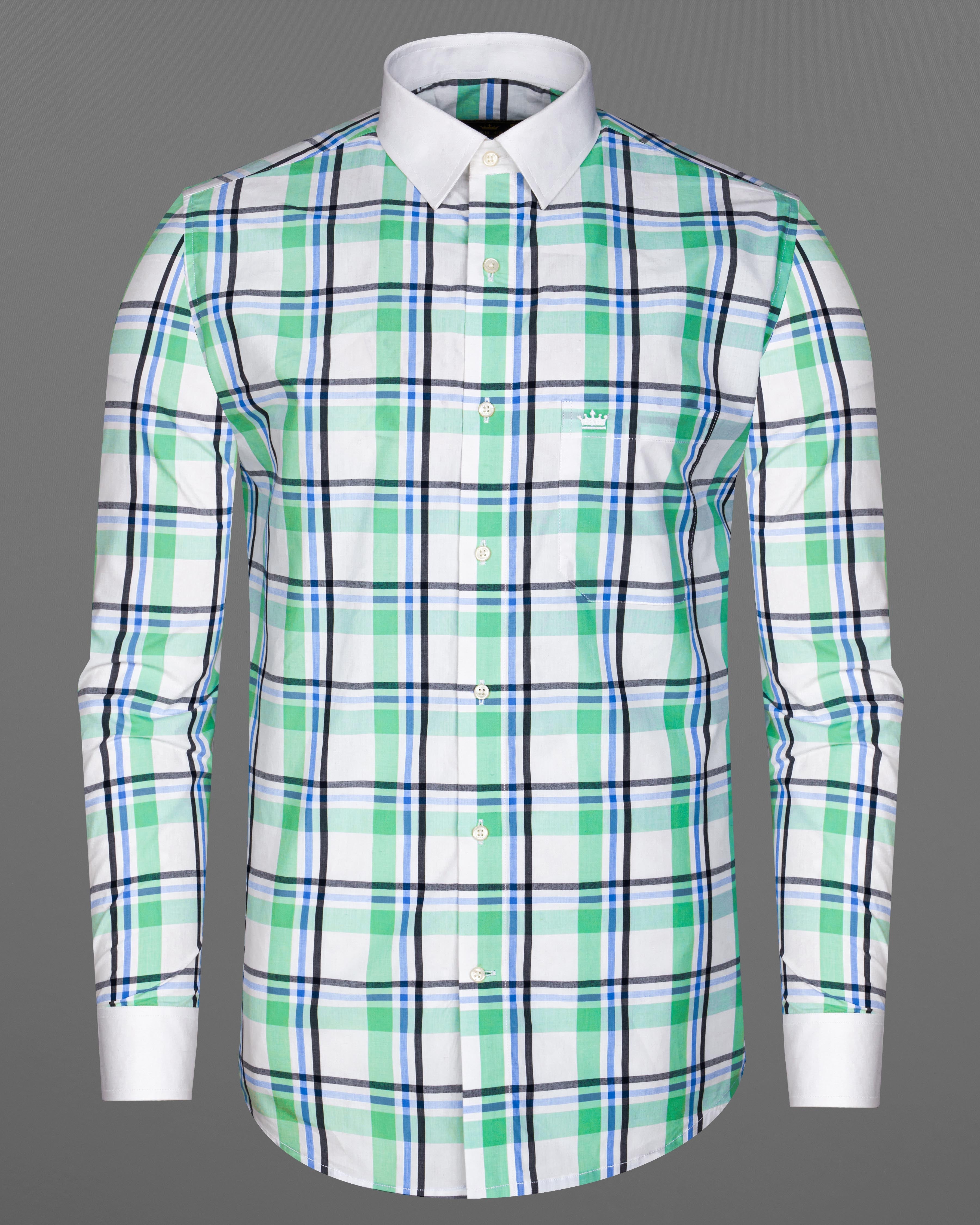 Bright White with Oxley Green and Black Windowpane Premium Cotton Shirt 8711-WCC-38, 8711-WCC-H-38, 8711-WCC-39, 8711-WCC-H-39, 8711-WCC-40, 8711-WCC-H-40, 8711-WCC-42, 8711-WCC-H-42, 8711-WCC-44, 8711-WCC-H-44, 8711-WCC-46, 8711-WCC-H-46, 8711-WCC-48, 8711-WCC-H-48, 8711-WCC-50, 8711-WCC-H-50, 8711-WCC-52, 8711-WCC-H-52