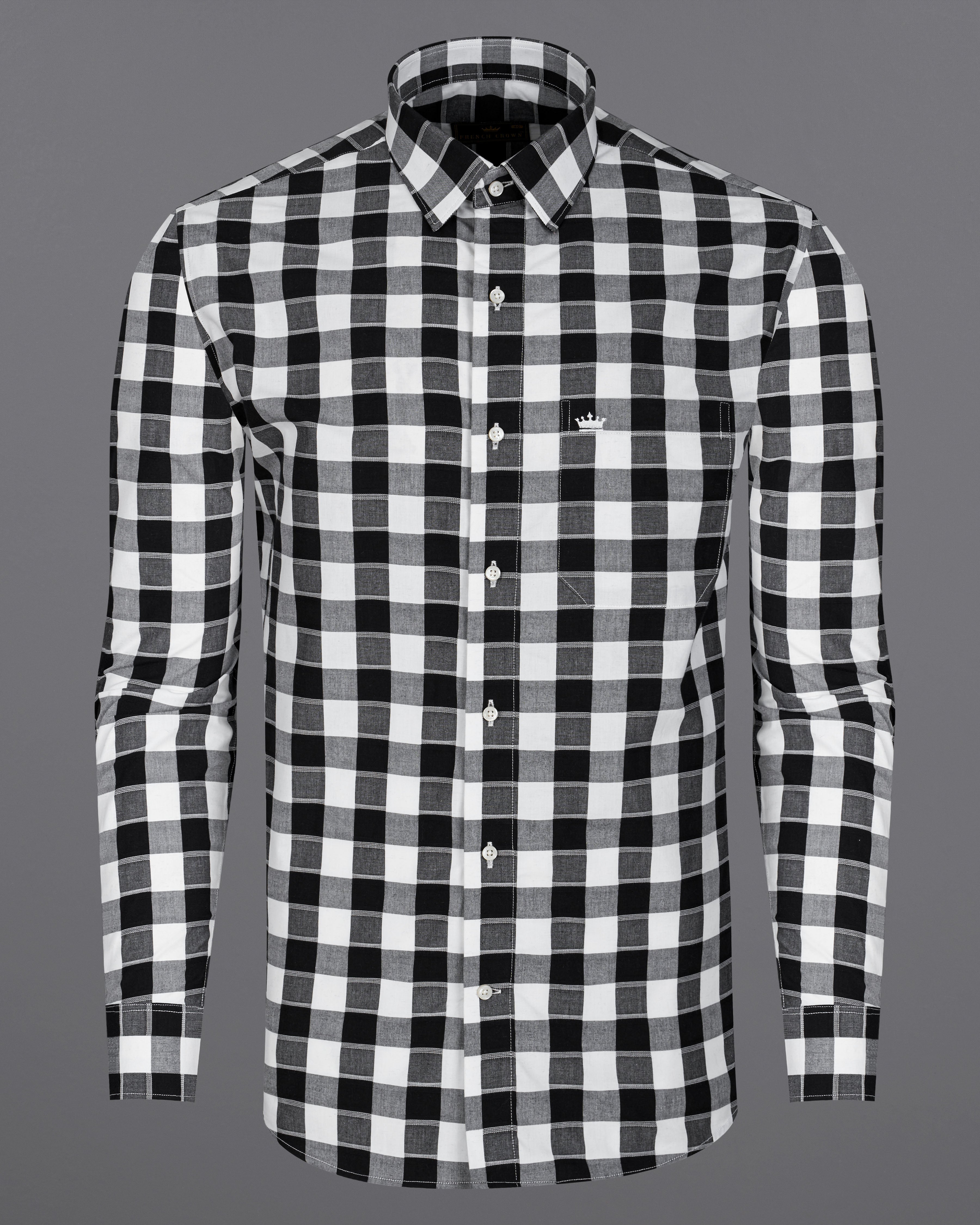 Jade Black and White Twill Checkered Premium Cotton Shirt  8719-38,8719-H-38,8719-39,8719-H-39,8719-40,8719-H-40,8719-42,8719-H-42,8719-44,8719-H-44,8719-46,8719-H-46,8719-48,8719-H-48,8719-50,8719-H-50,8719-52,8719-H-52