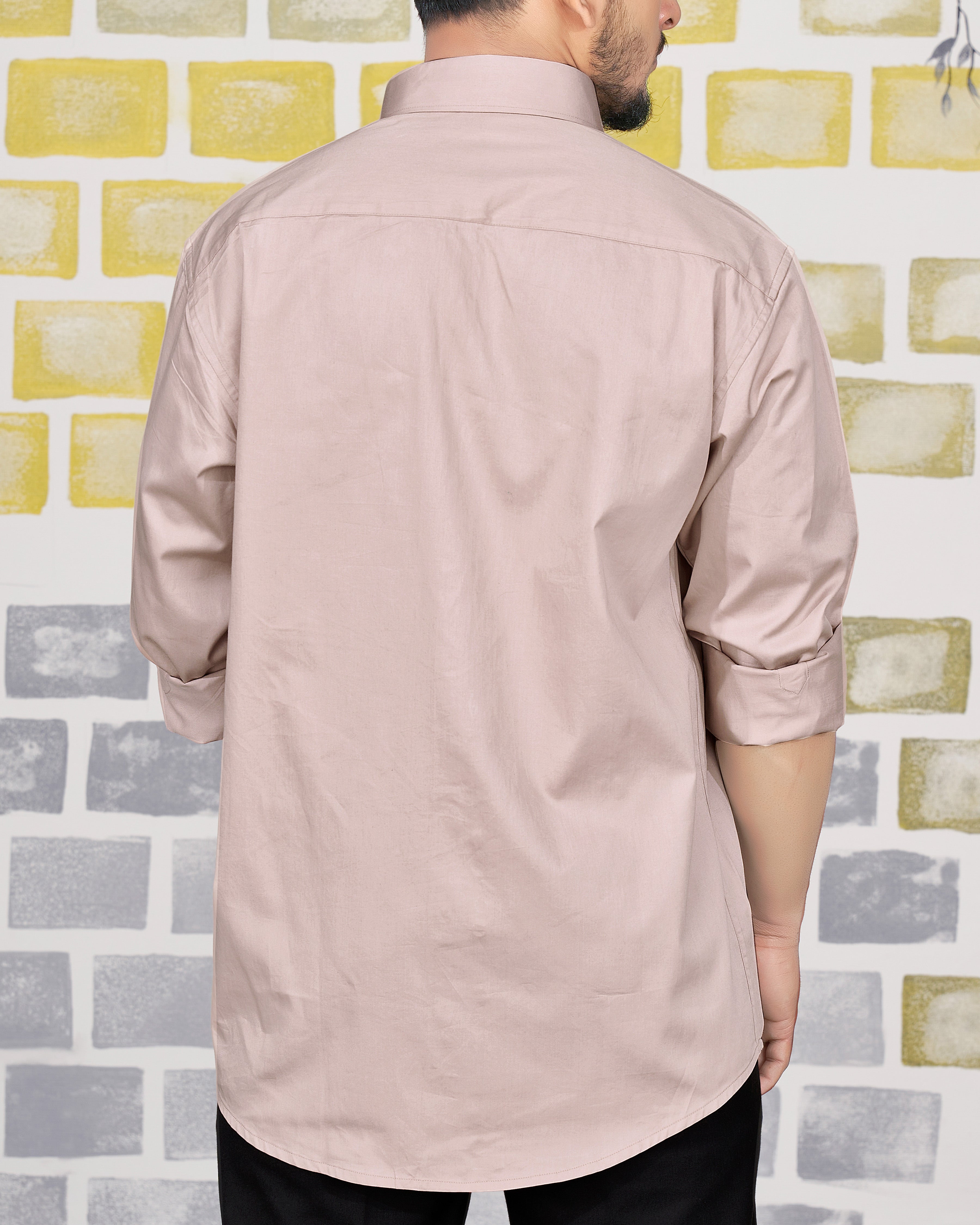 Nickel Peach Eagle Subtle Sheen Embroidered Super Soft Premium Cotton Designer Shirt