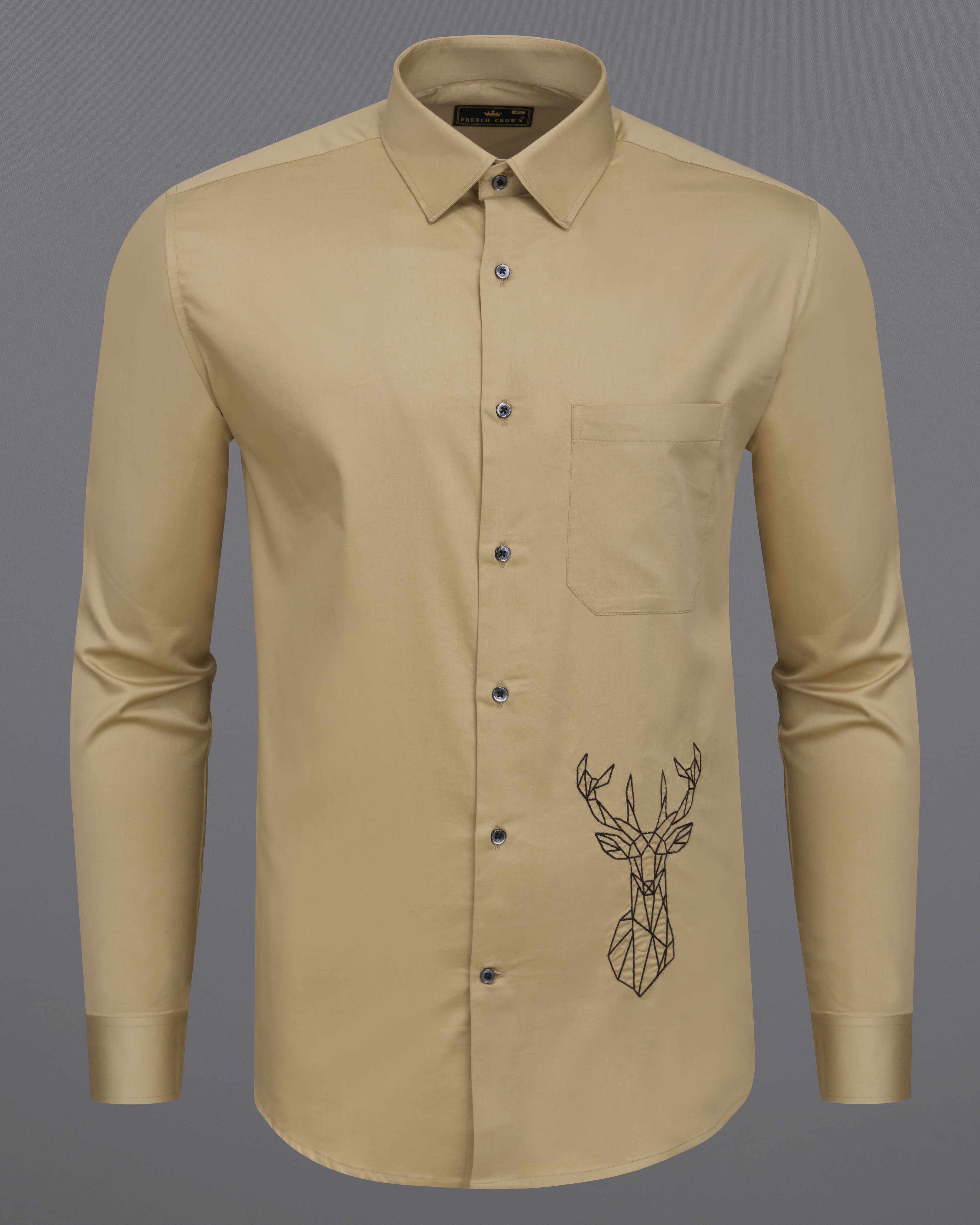 Bronco Brown with Deer Subtle Sheen Embroidered Super Soft Premium Cotton Designer Shirt 8733-BLK-E011-38, 8733-BLK-E011-H-38, 8733-BLK-E011-39, 8733-BLK-E011-H-39, 8733-BLK-E011-40, 8733-BLK-E011-H-40, 8733-BLK-E011-42, 8733-BLK-E011-H-42, 8733-BLK-E011-44, 8733-BLK-E011-H-44, 8733-BLK-E011-46, 8733-BLK-E011-H-46, 8733-BLK-E011-48, 8733-BLK-E011-H-48, 8733-BLK-E011-50, 8733-BLK-E011-H-50, 8733-BLK-E011-52, 8733-BLK-E011-H-52